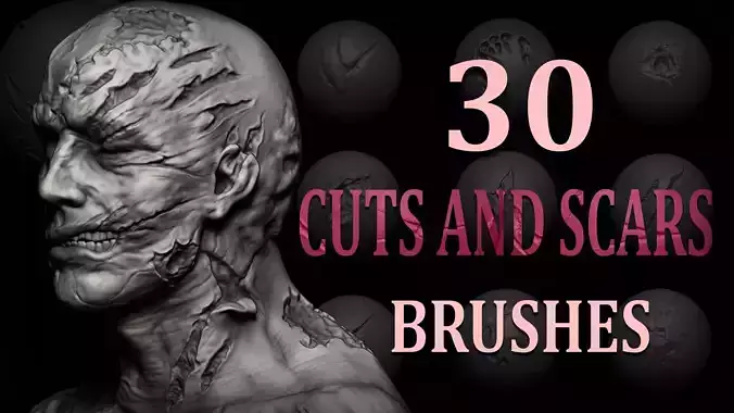 30 Cuts and Scars Brush Alphas Texture