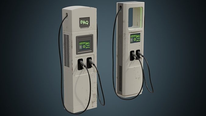 Electric Car Charger 1B Low-poly 3D model 2