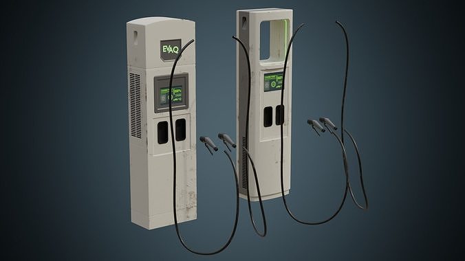 Electric Car Charger 1B Low-poly 3D model 6