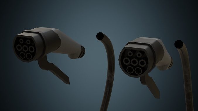 Electric Car Charger 1B Low-poly 3D model 7