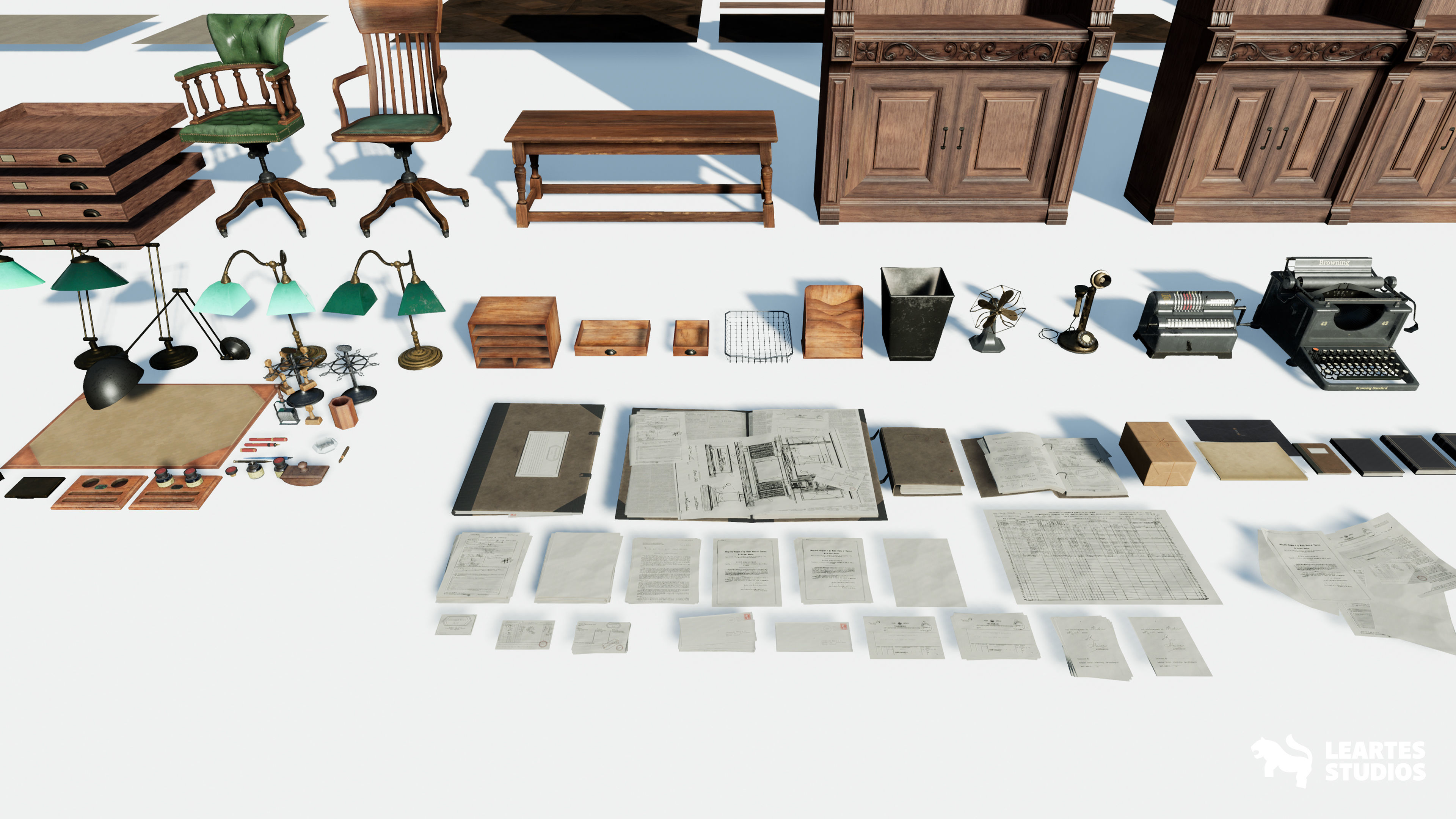 1900s Office  Low-poly 3D model_16