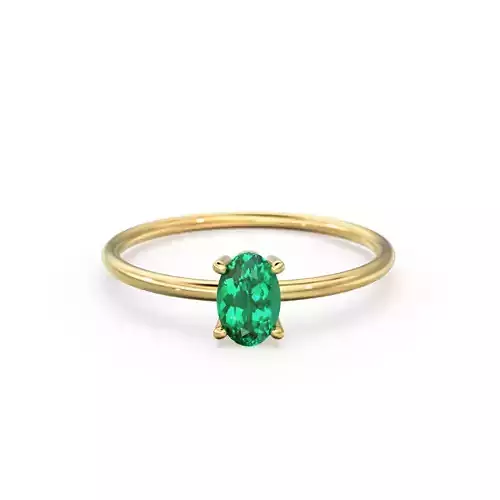 Oval Cut Diamond Gold Engagement Ring Solitaire Zircon Band