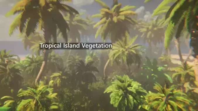 Tropical Island Vegetation Low-poly 3D model