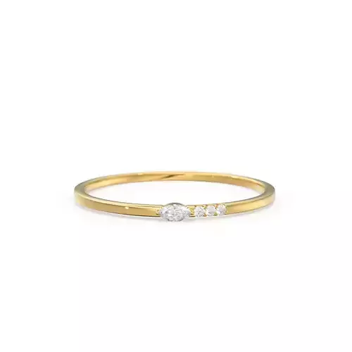 Asymmetrical Marquise Diamond Ring Round Zircon Minimalist Band
