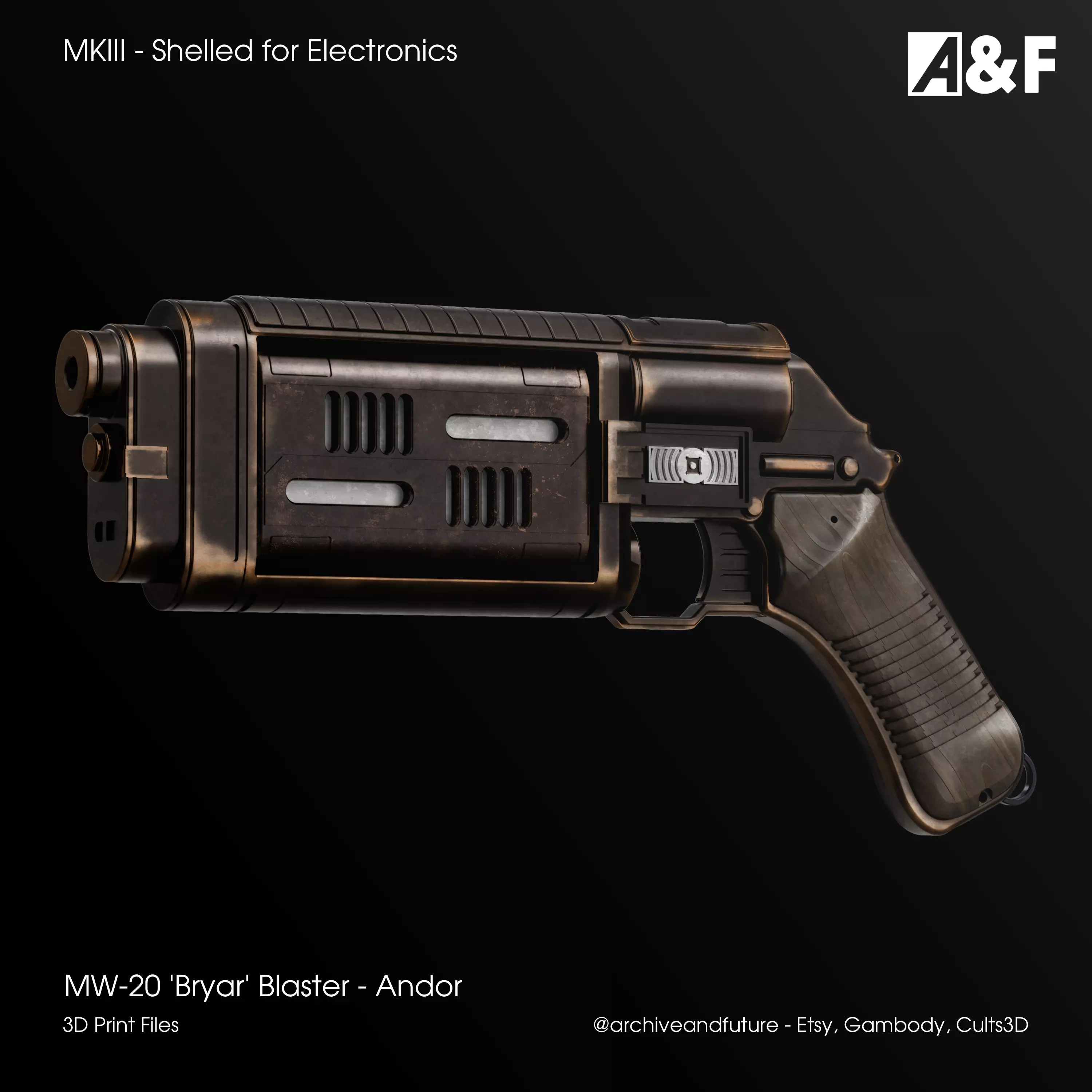 Cassian Andor MW20 Bryar Blaster Shelled Version 3D print model
