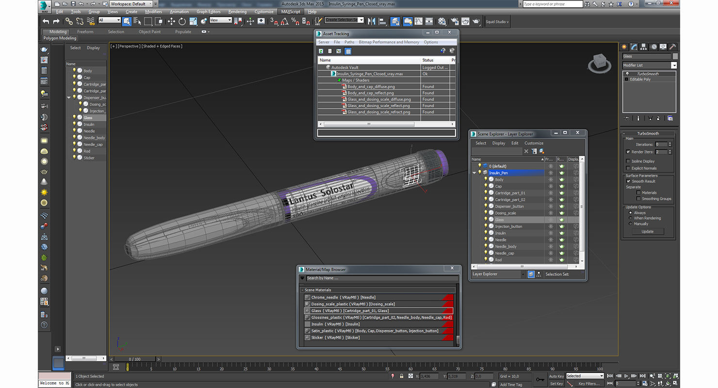 Insulin Syringe Pen Closed 3D model_13