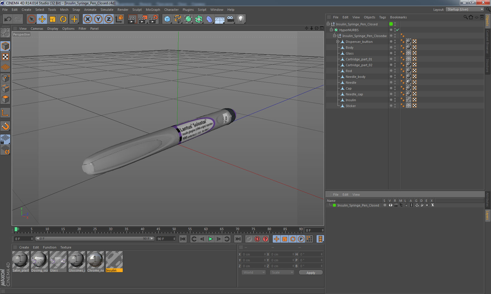 Insulin Syringe Pen Closed 3D model_17