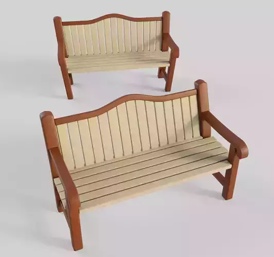 Cartoon Bench 10 Low-poly 3D model