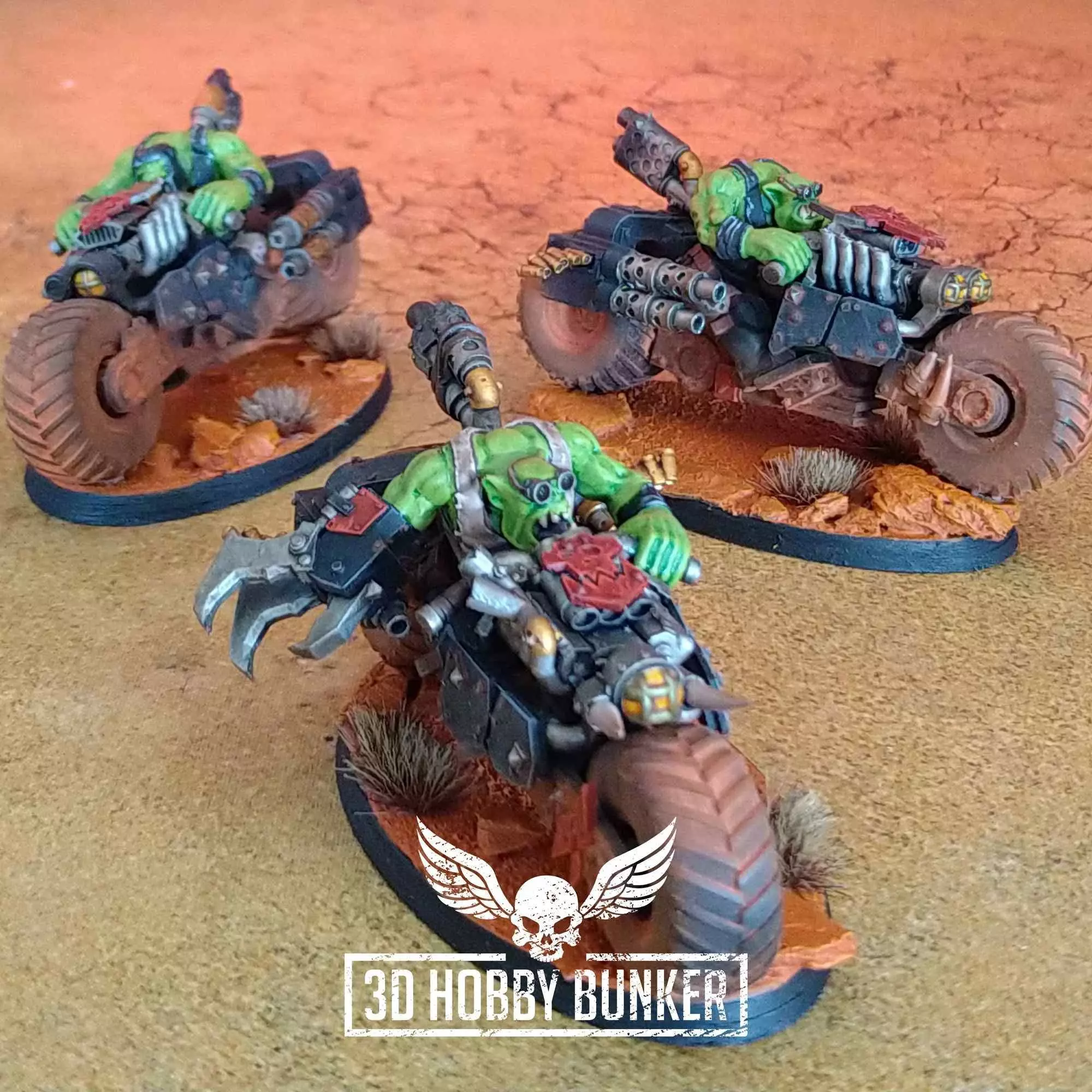 Ork war riders on bikes 3D print model_0
