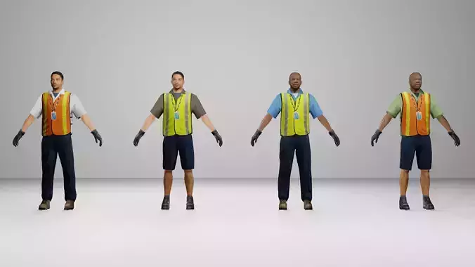 Worker Pack Low-poly 3D model