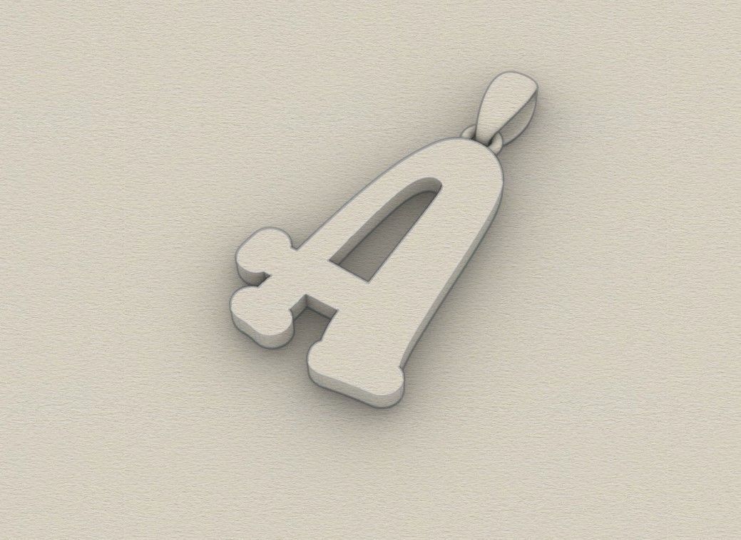Model 978 A Bone Initial Letter Alphabet Pendant 3D print model_8