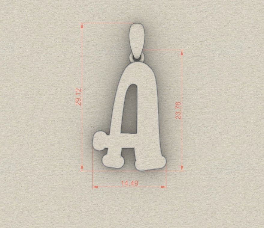 Model 978 A Bone Initial Letter Alphabet Pendant 3D print model_5