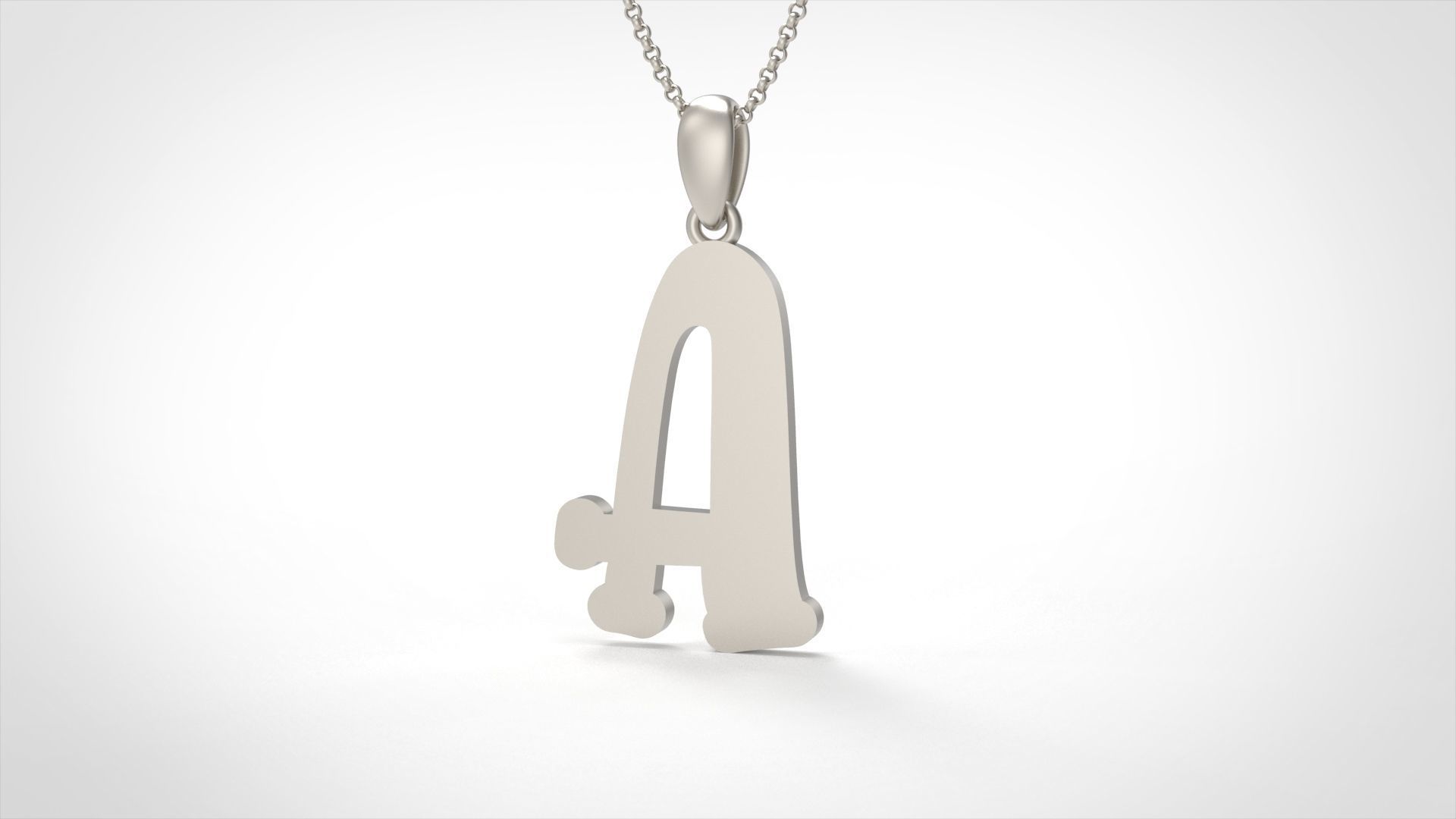 Model 978 A Bone Initial Letter Alphabet Pendant 3D print model_4