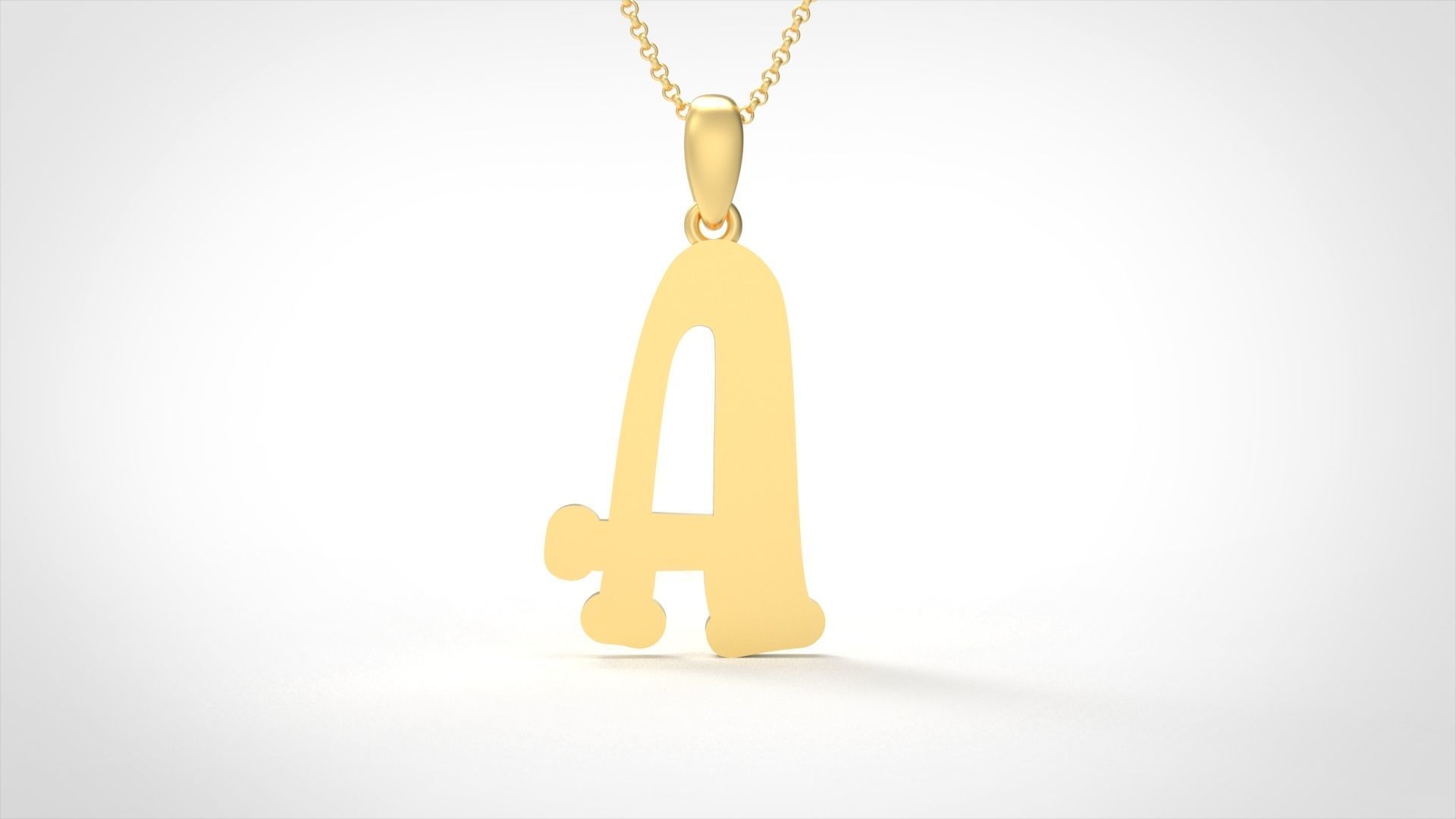 Model 978 A Bone Initial Letter Alphabet Pendant 3D print model_3