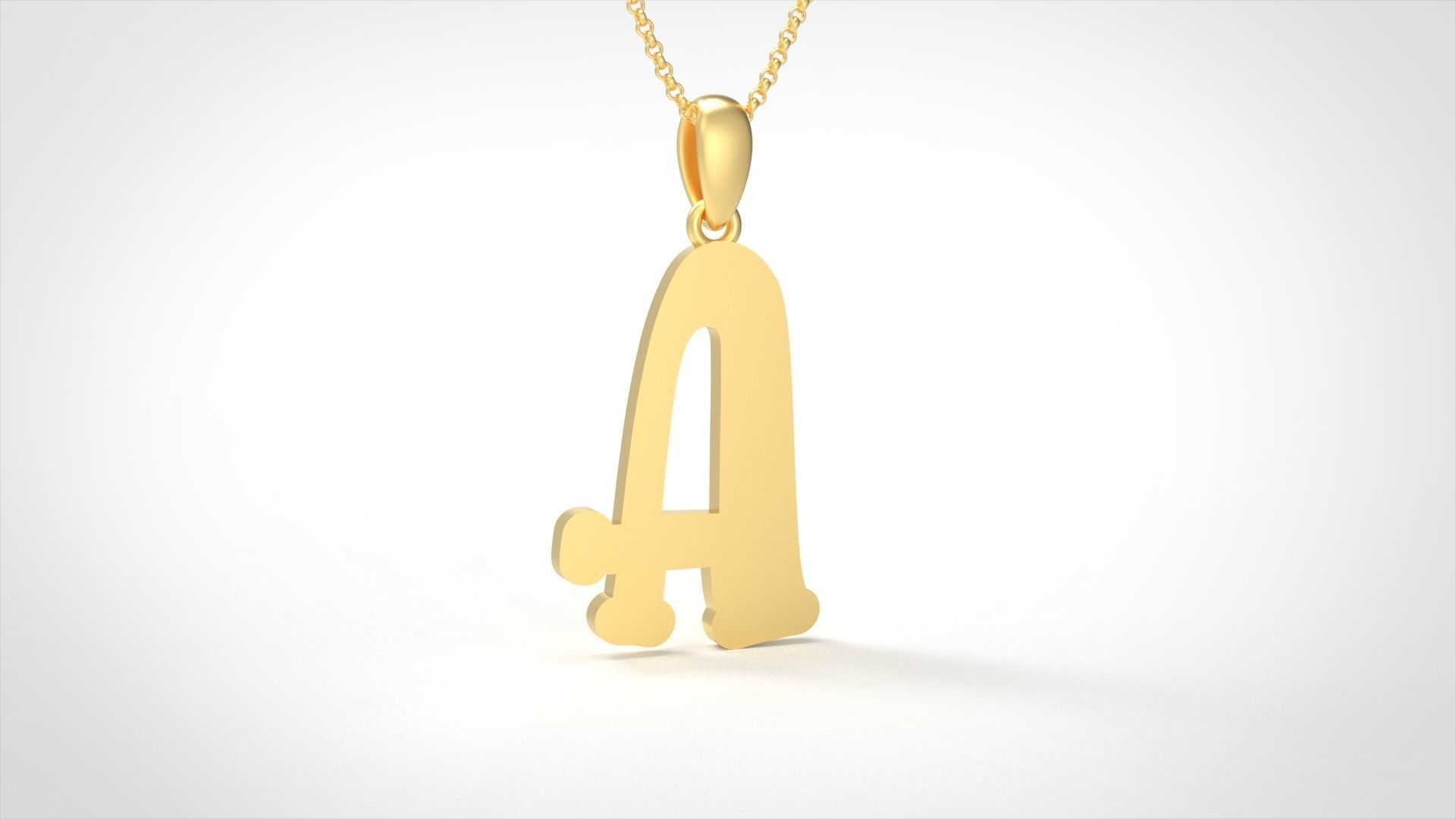 Model 978 A Bone Initial Letter Alphabet Pendant 3D print model_1