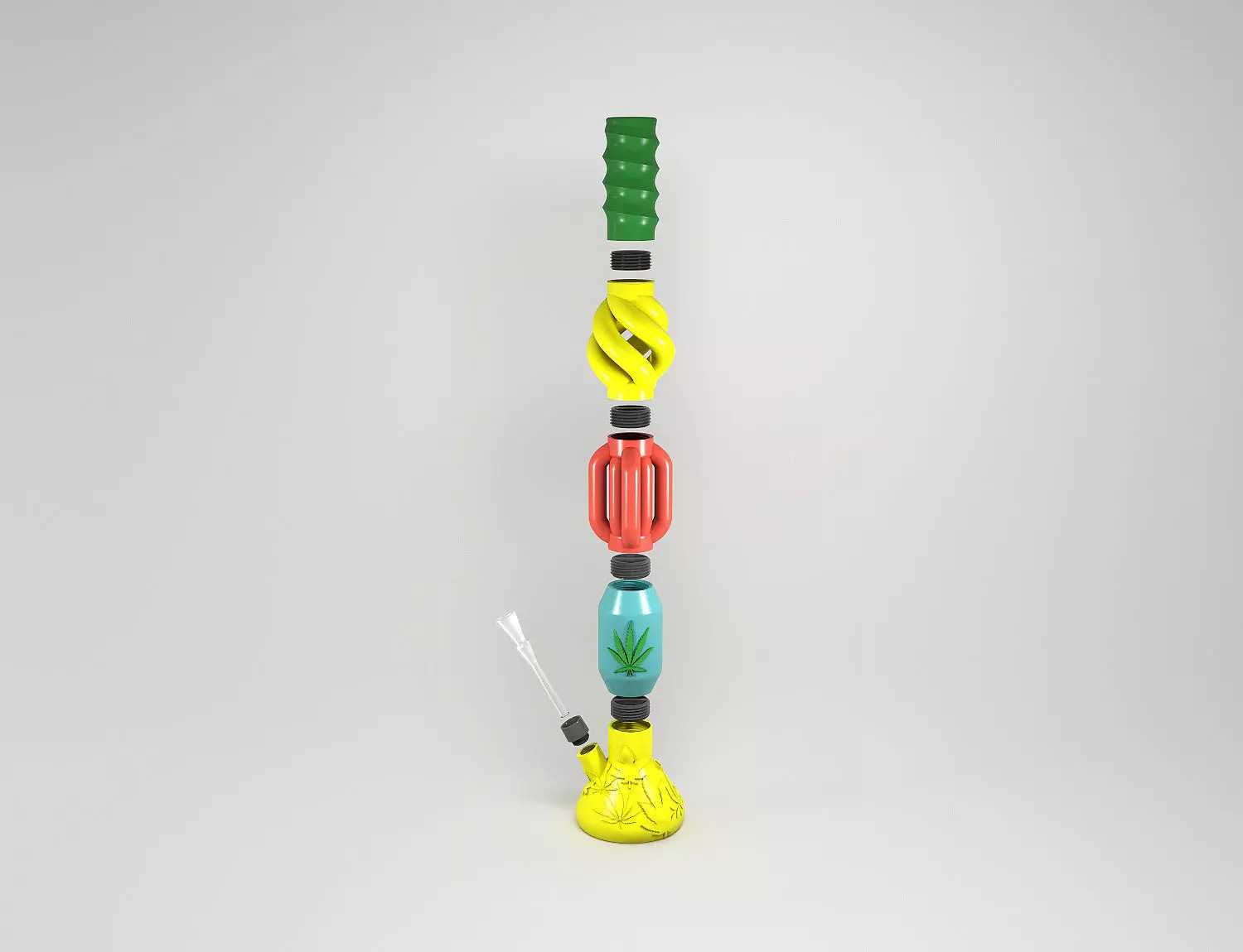 BUILD A CUSTOM BONG - Big Bong With Percolator 3D print model_0