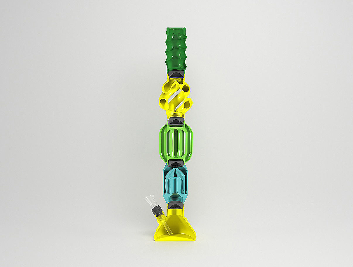 BUILD A CUSTOM BONG - Big Bong With Percolator 3D print model_5