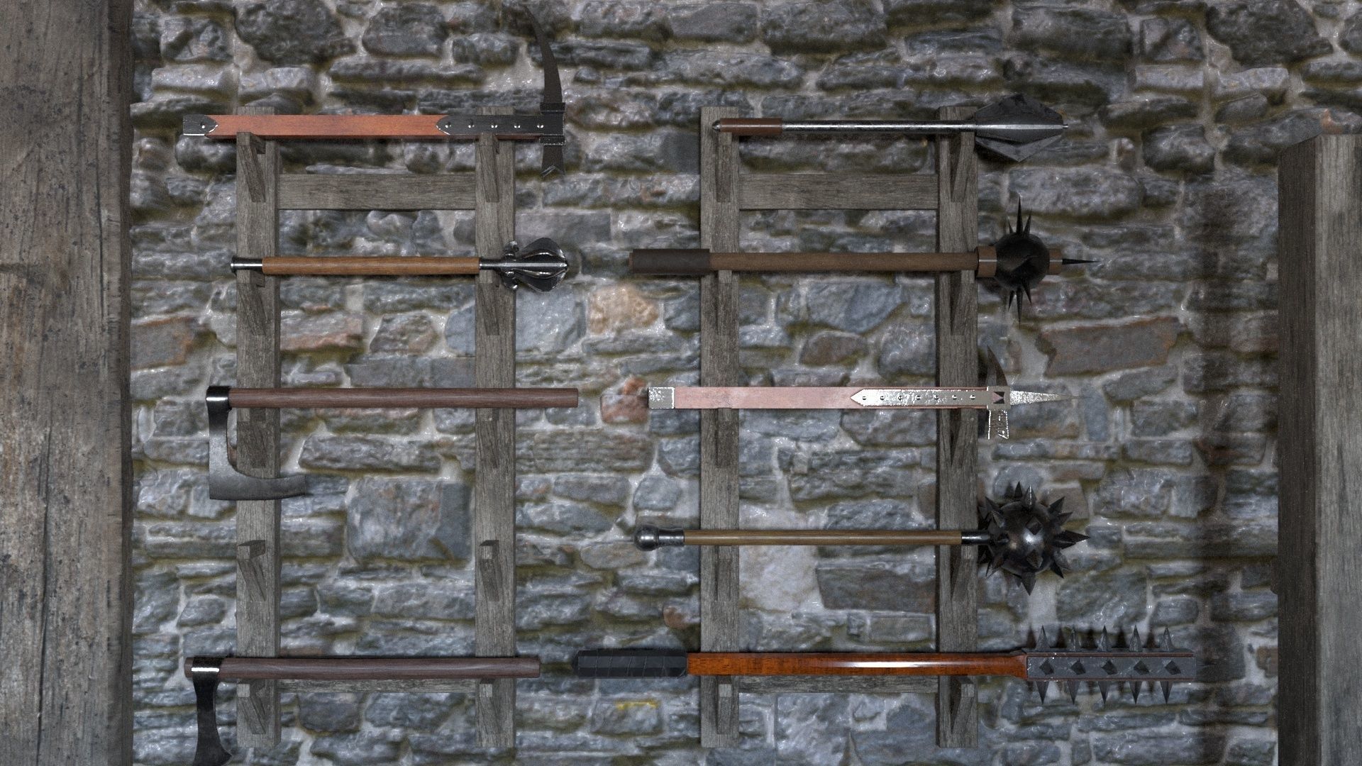 Medieval Armory and Smithy Building 3D model_9