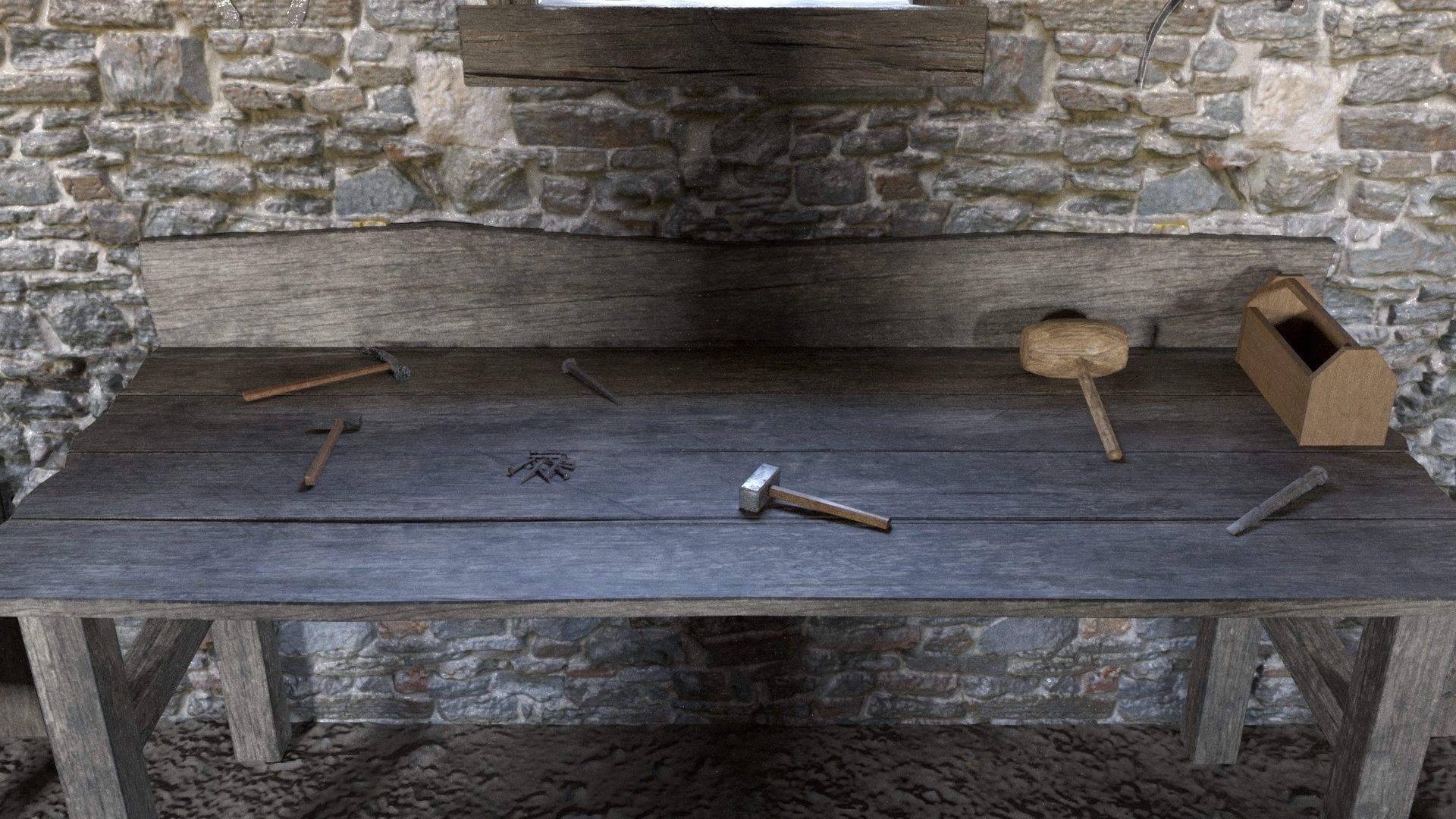 Medieval Armory and Smithy Building 3D model_7