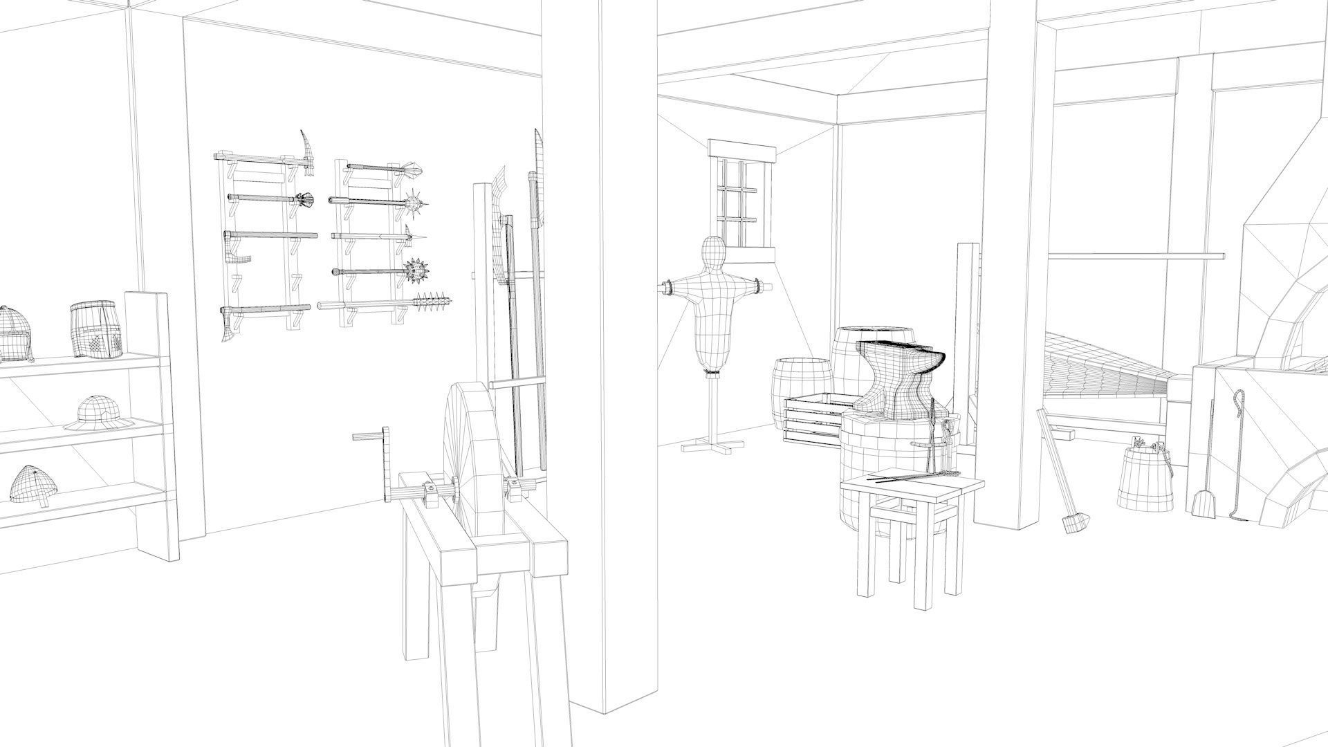 Medieval Armory and Smithy Building 3D model_14