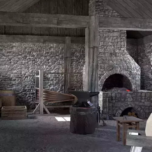 Medieval Armory and Smithy Building 3D model