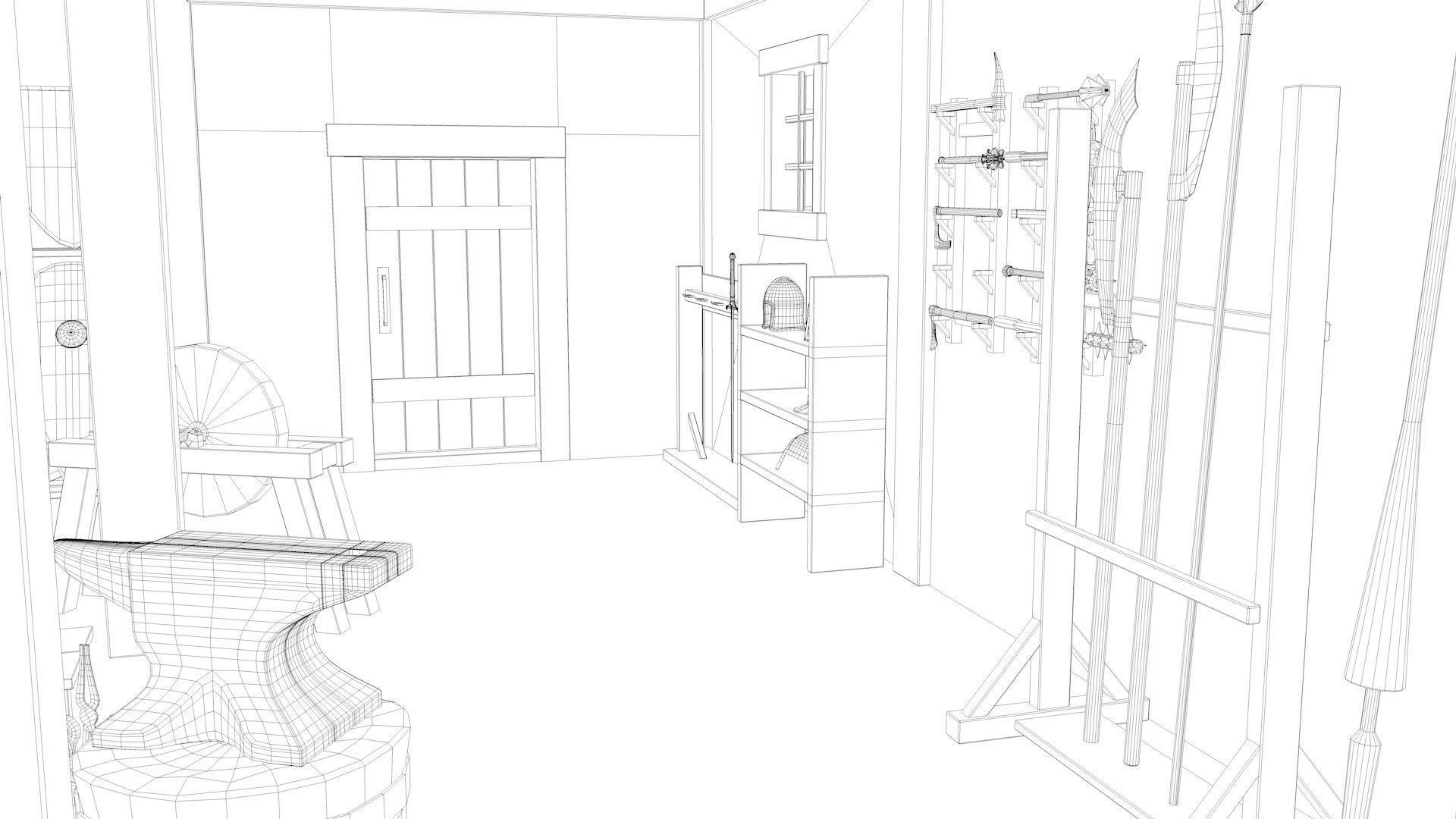 Medieval Armory and Smithy Building 3D model_22