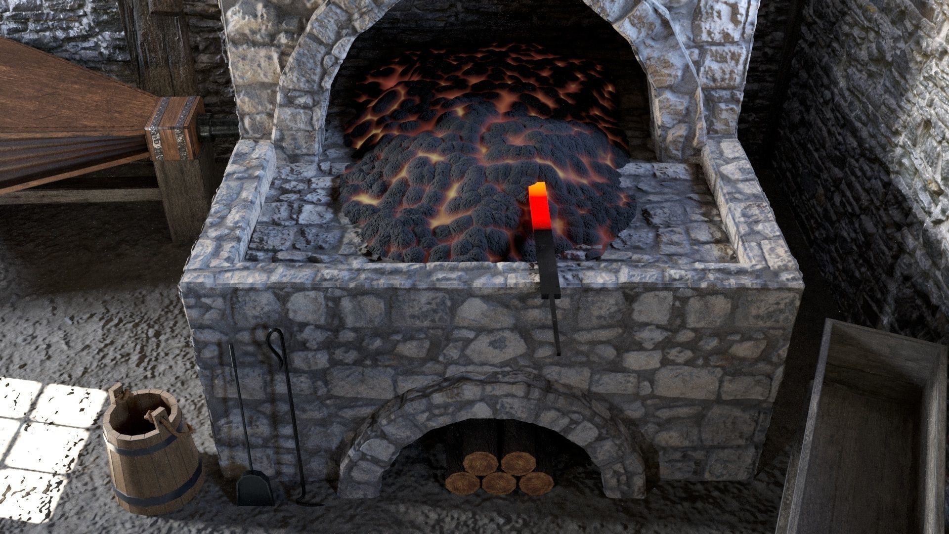 Medieval Armory and Smithy Building 3D model_27