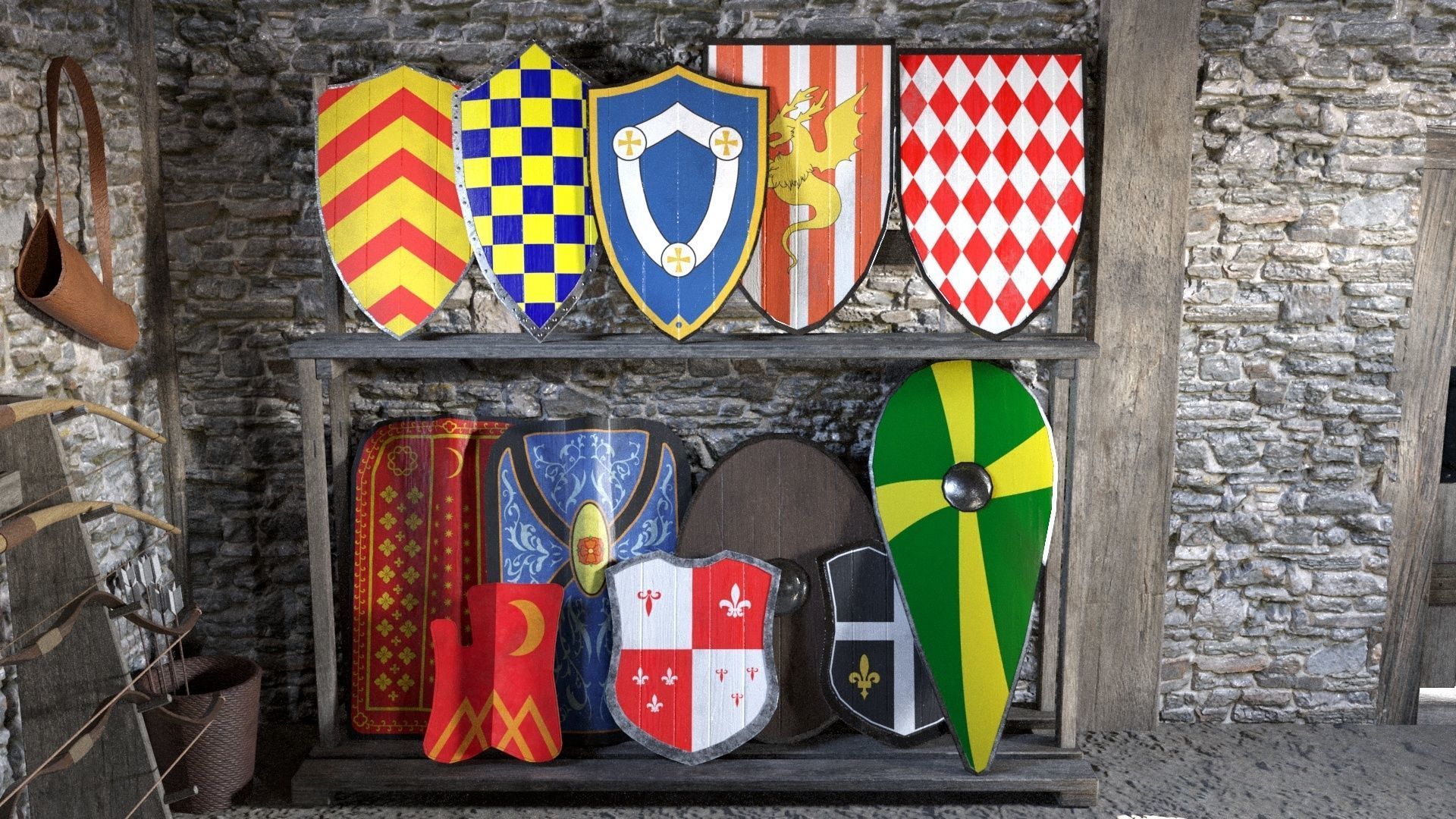 Medieval Armory and Smithy Building 3D model_25