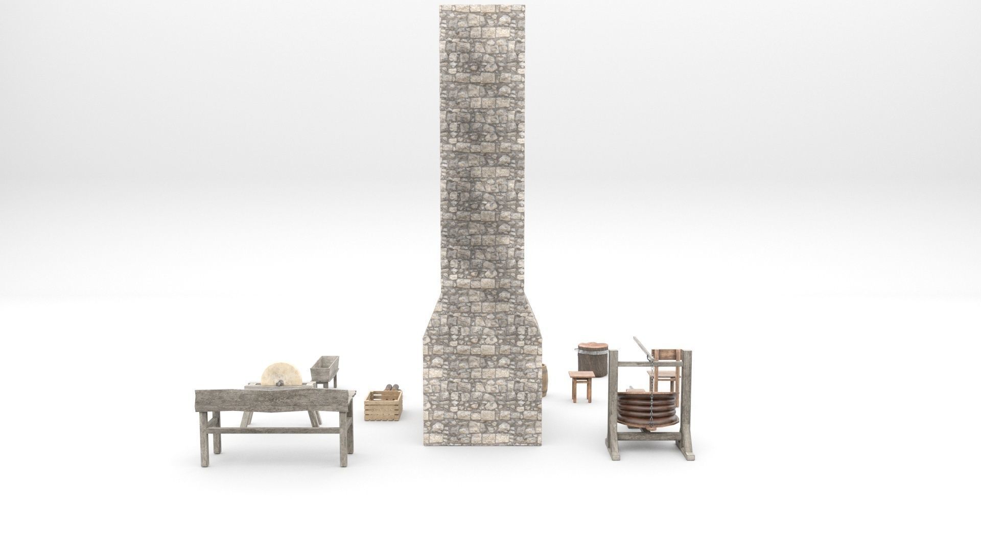 Medieval Armory and Smithy Building 3D model_42