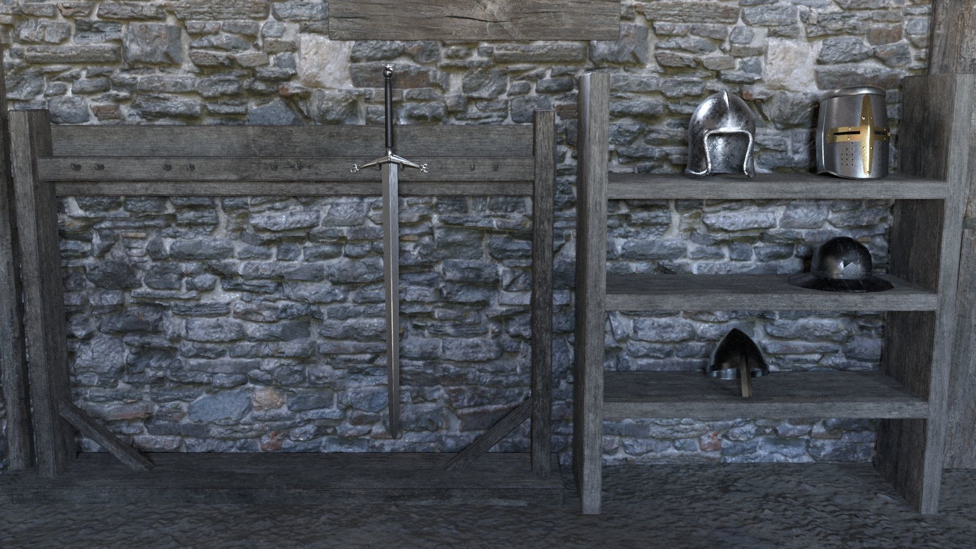 Medieval Armory and Smithy Building 3D model_5
