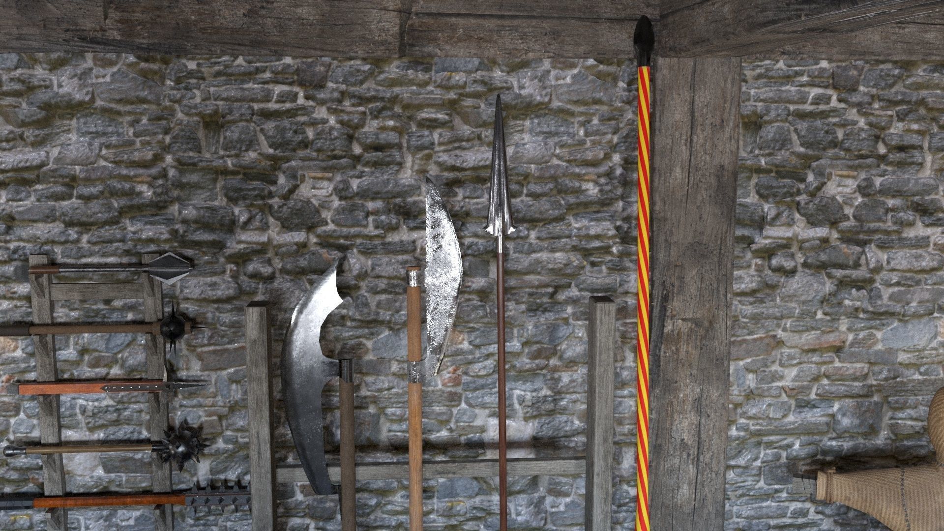 Medieval Armory and Smithy Building 3D model_19