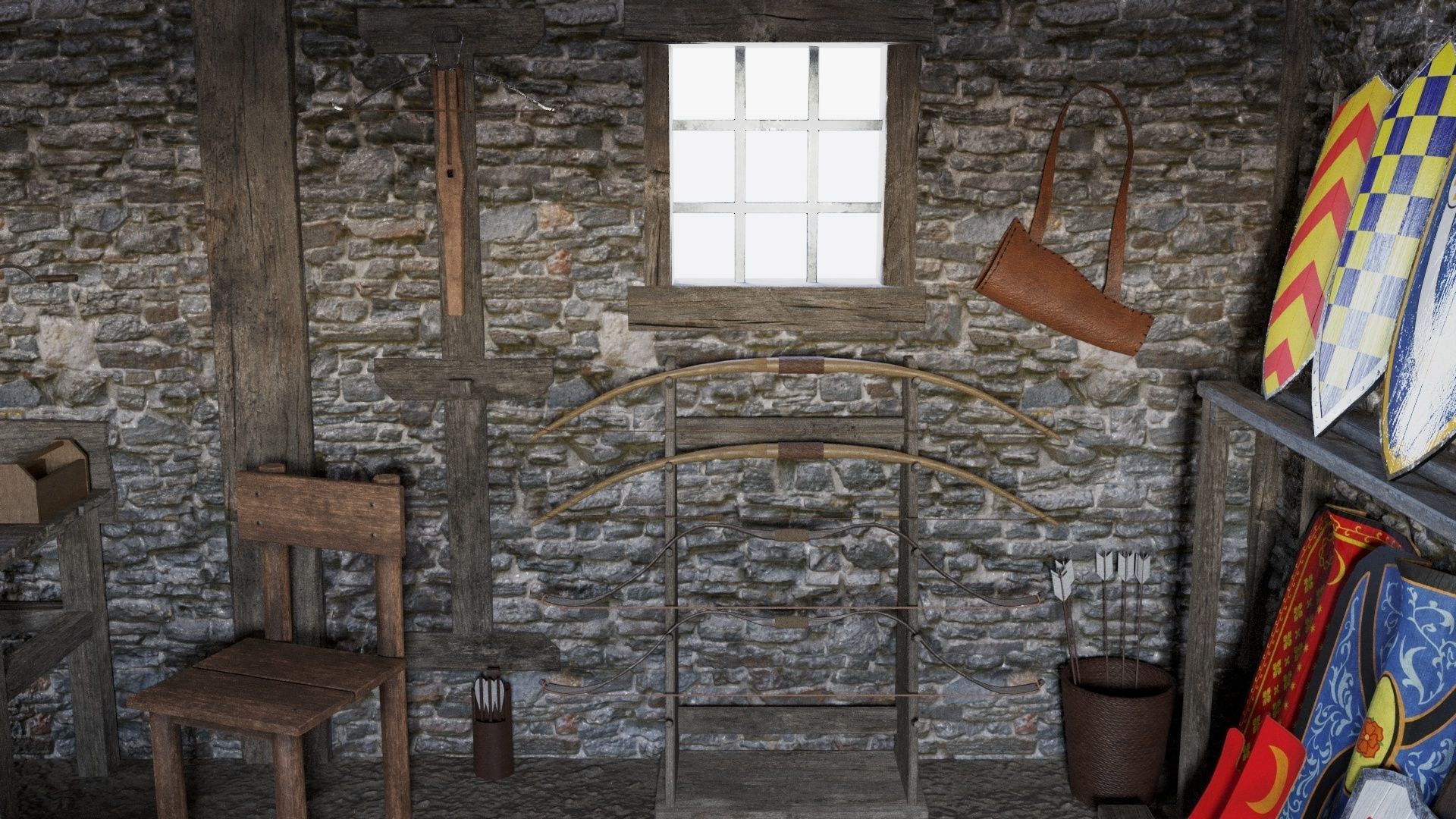 Medieval Armory and Smithy Building 3D model_17