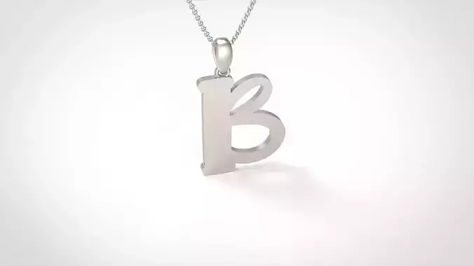 Model 979 B Bone Initial Letter Alphabet Pendant 3D print model