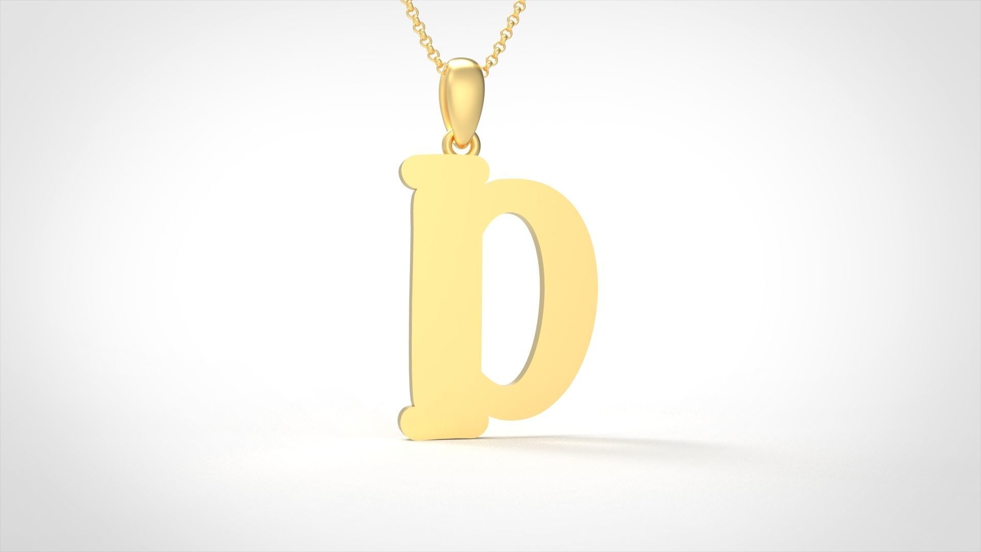 Model 981 D Bone Initial Letter Alphabet Pendant 3D print model_2