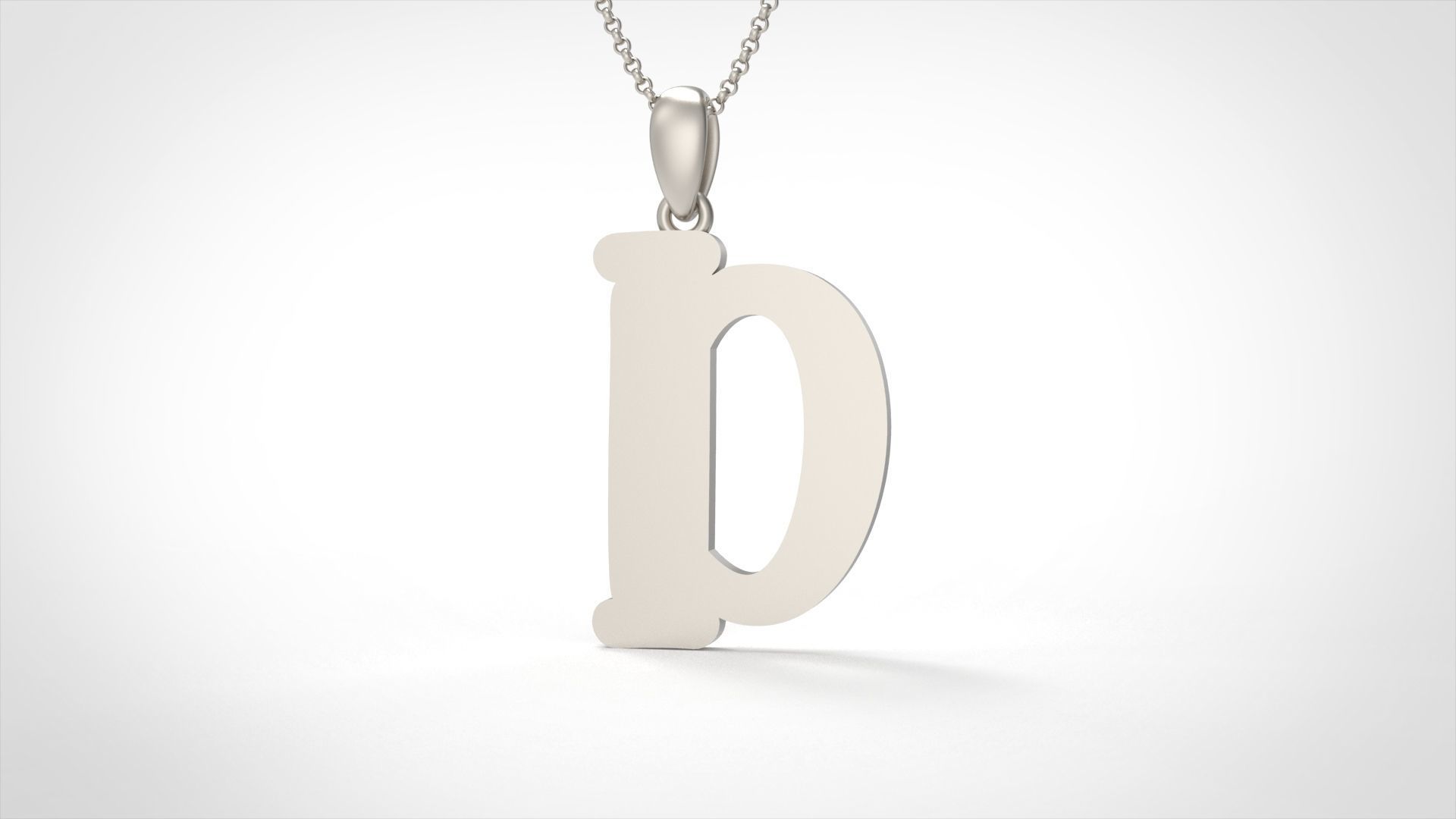 Model 981 D Bone Initial Letter Alphabet Pendant 3D print model_1