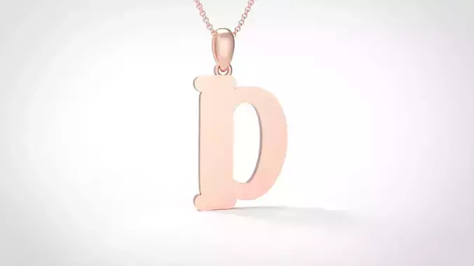 Model 981 D Bone Initial Letter Alphabet Pendant 3D print model
