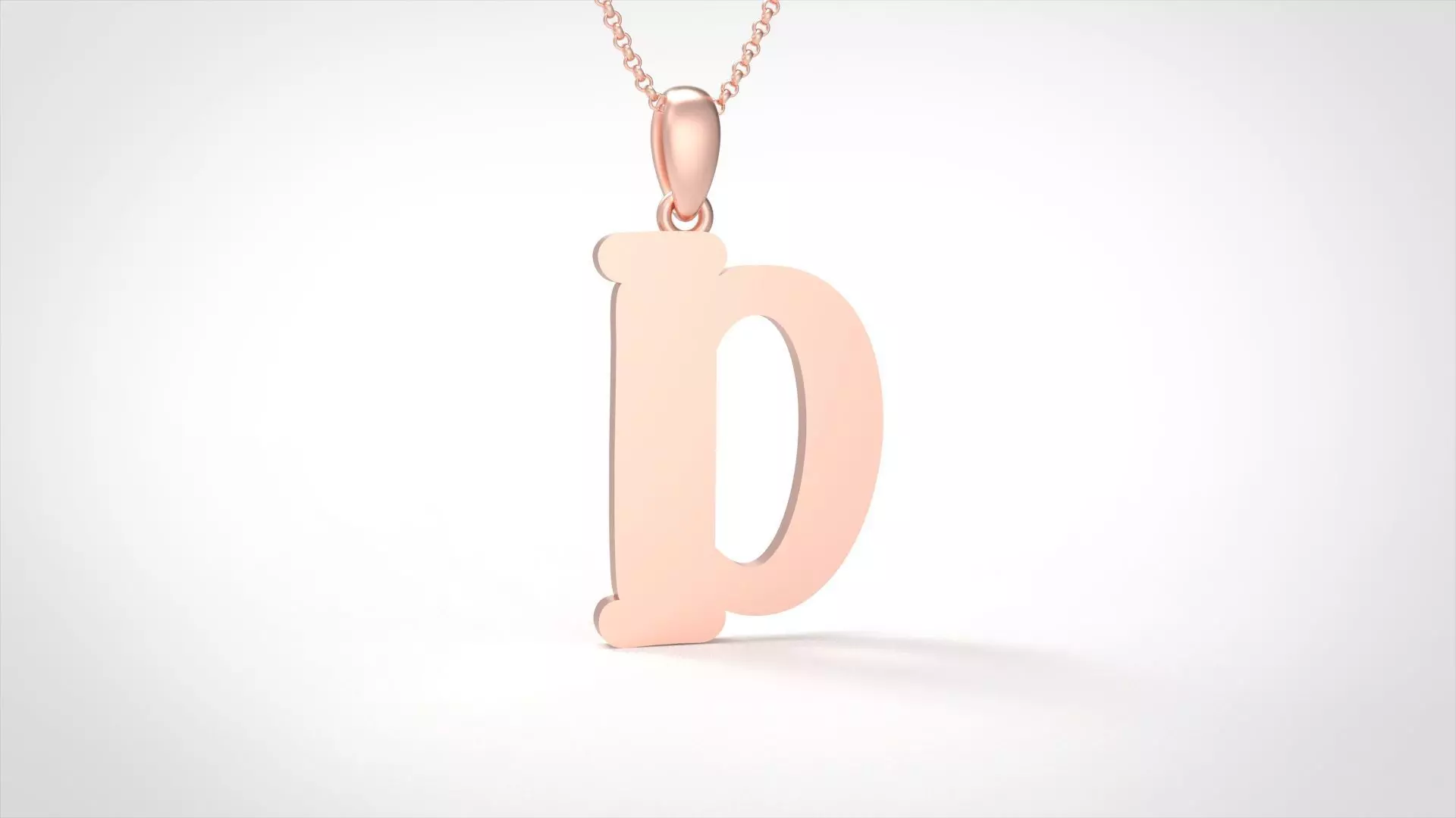 Model 981 D Bone Initial Letter Alphabet Pendant 3D print model_0