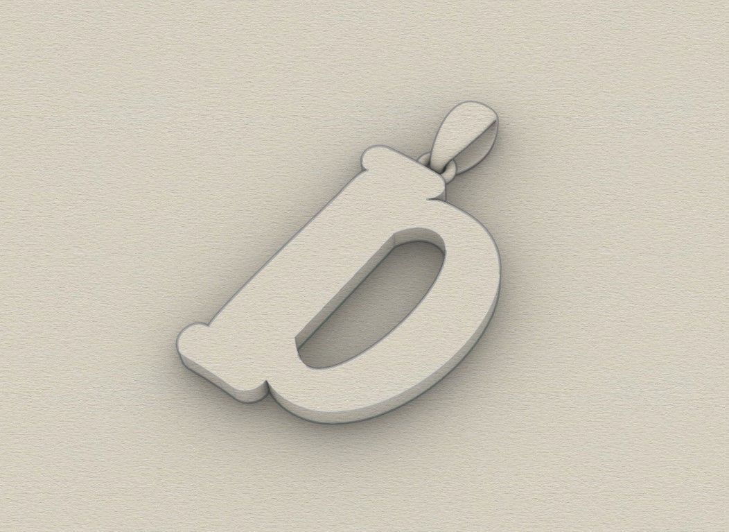 Model 981 D Bone Initial Letter Alphabet Pendant 3D print model_9
