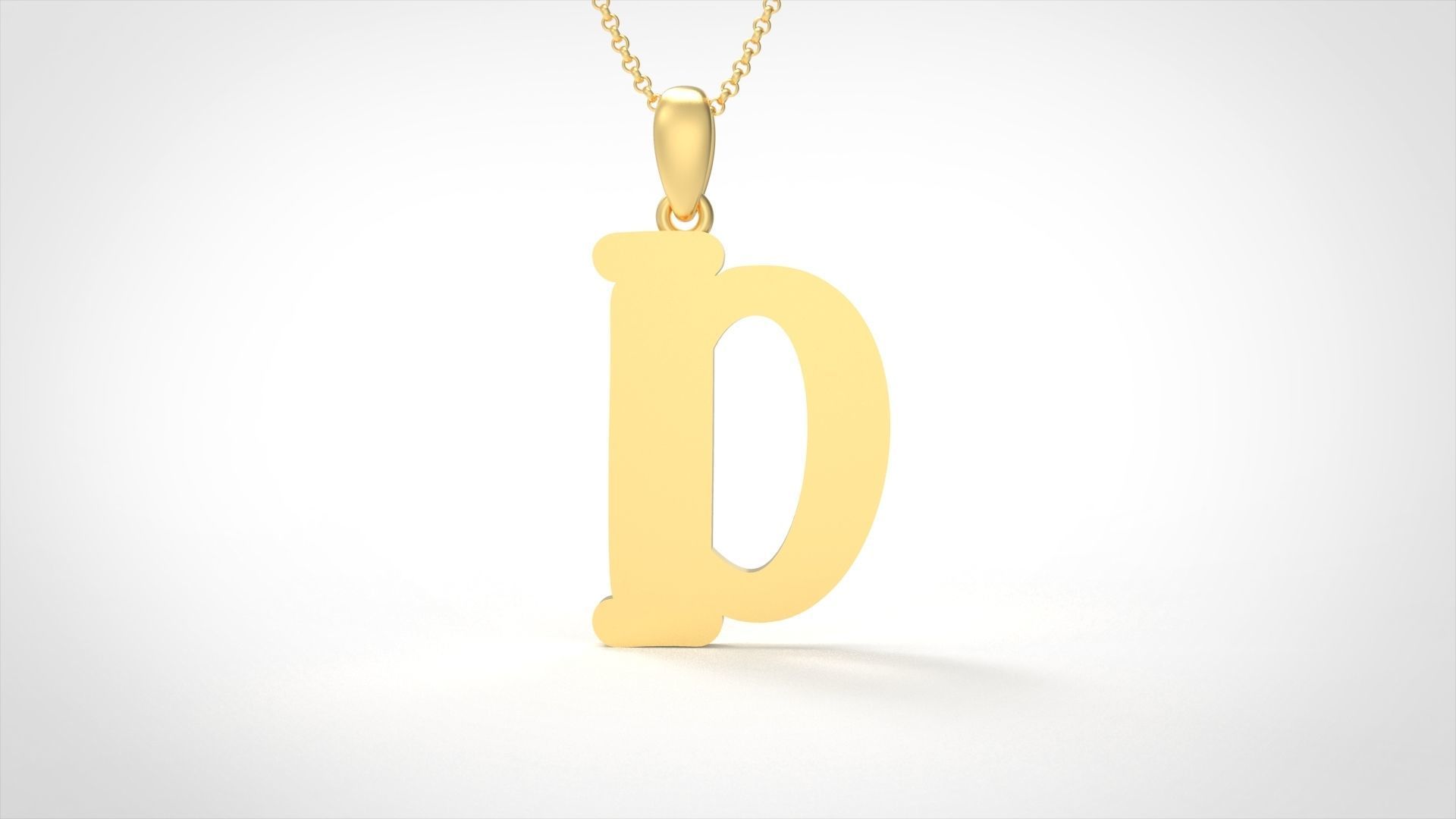 Model 981 D Bone Initial Letter Alphabet Pendant 3D print model_4