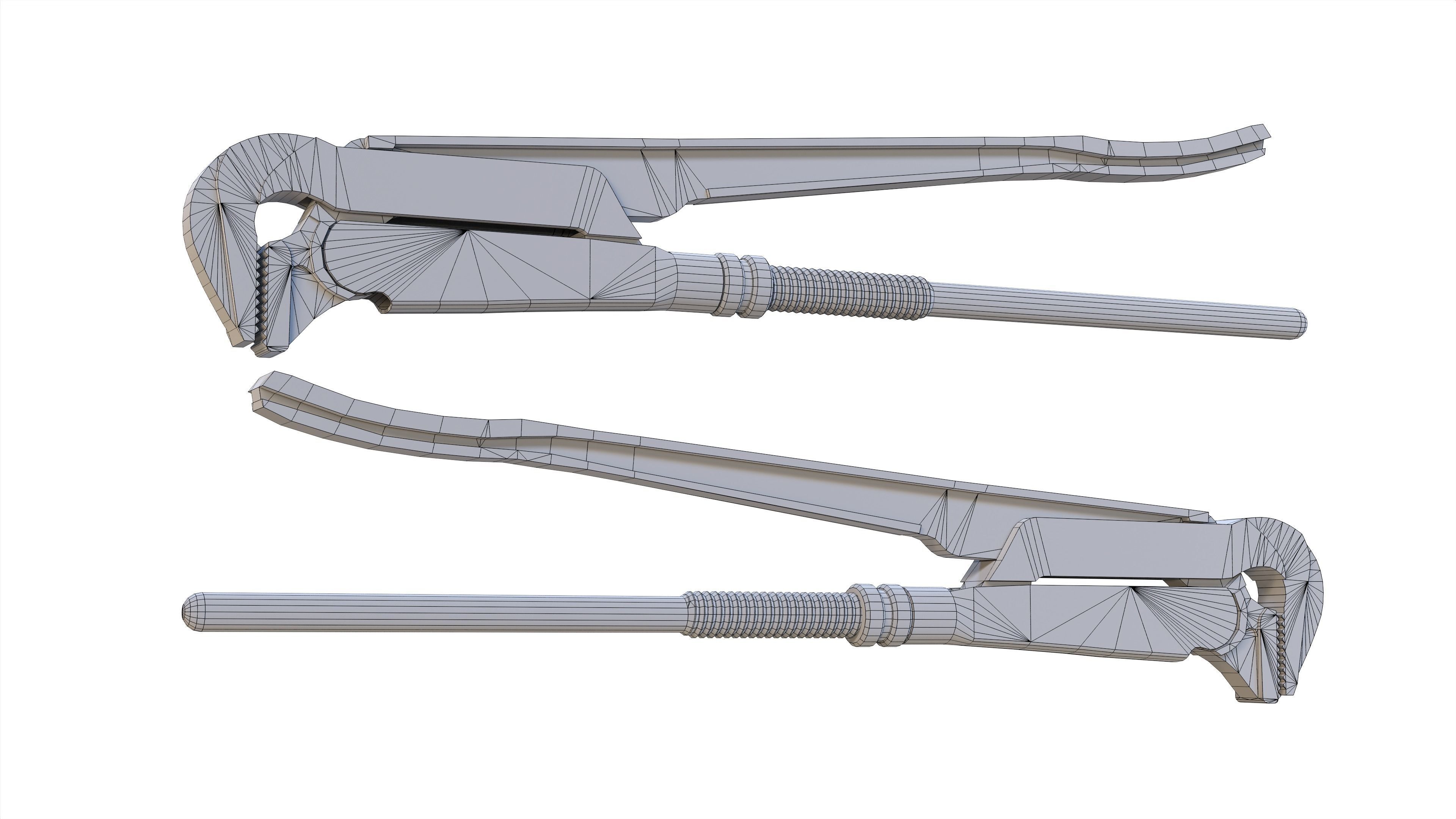 Adjustable Pipe Wrench Low-poly 3D model_14