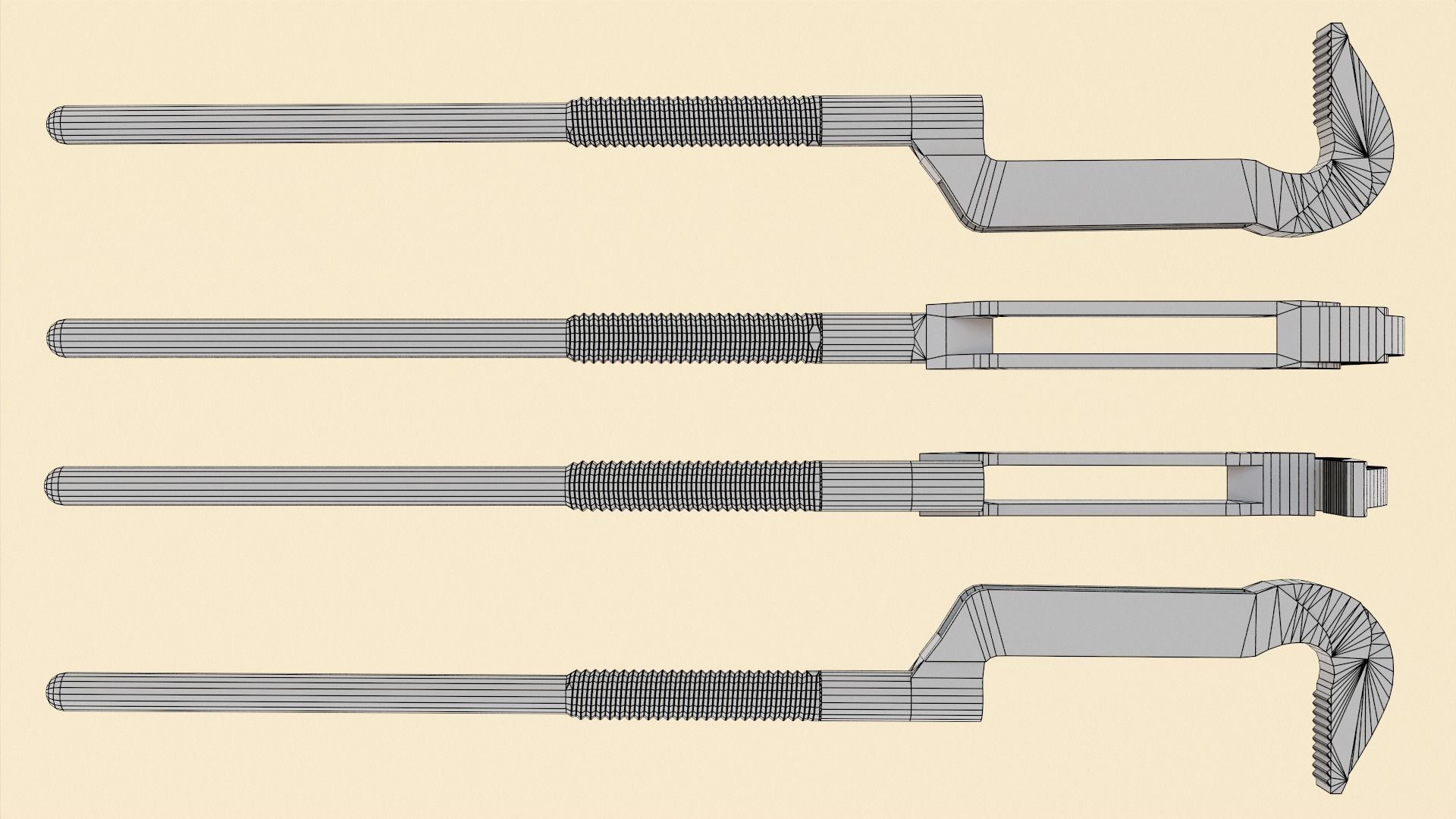 Adjustable Pipe Wrench Low-poly 3D model_15