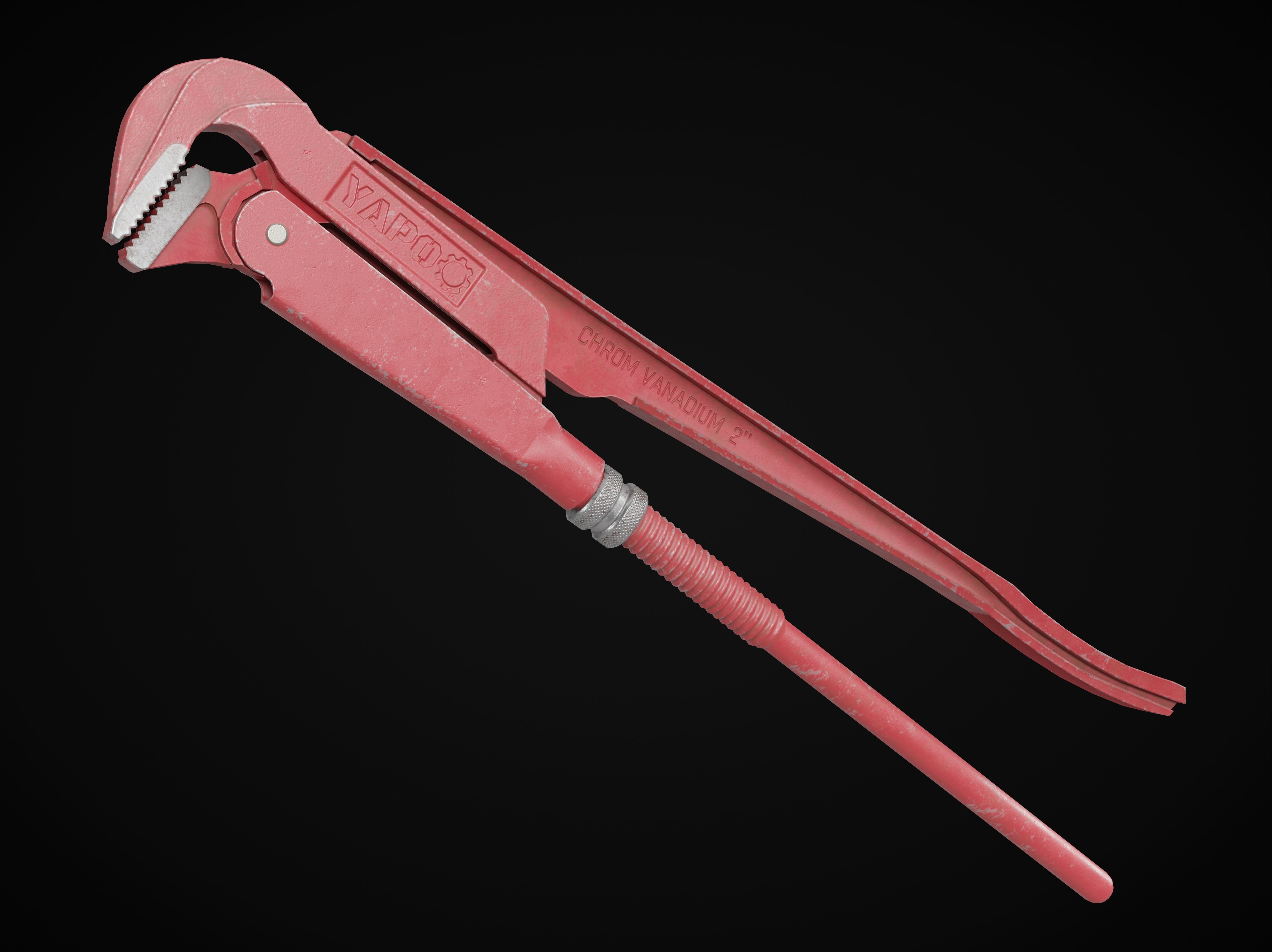 Adjustable Pipe Wrench Low-poly 3D model_2