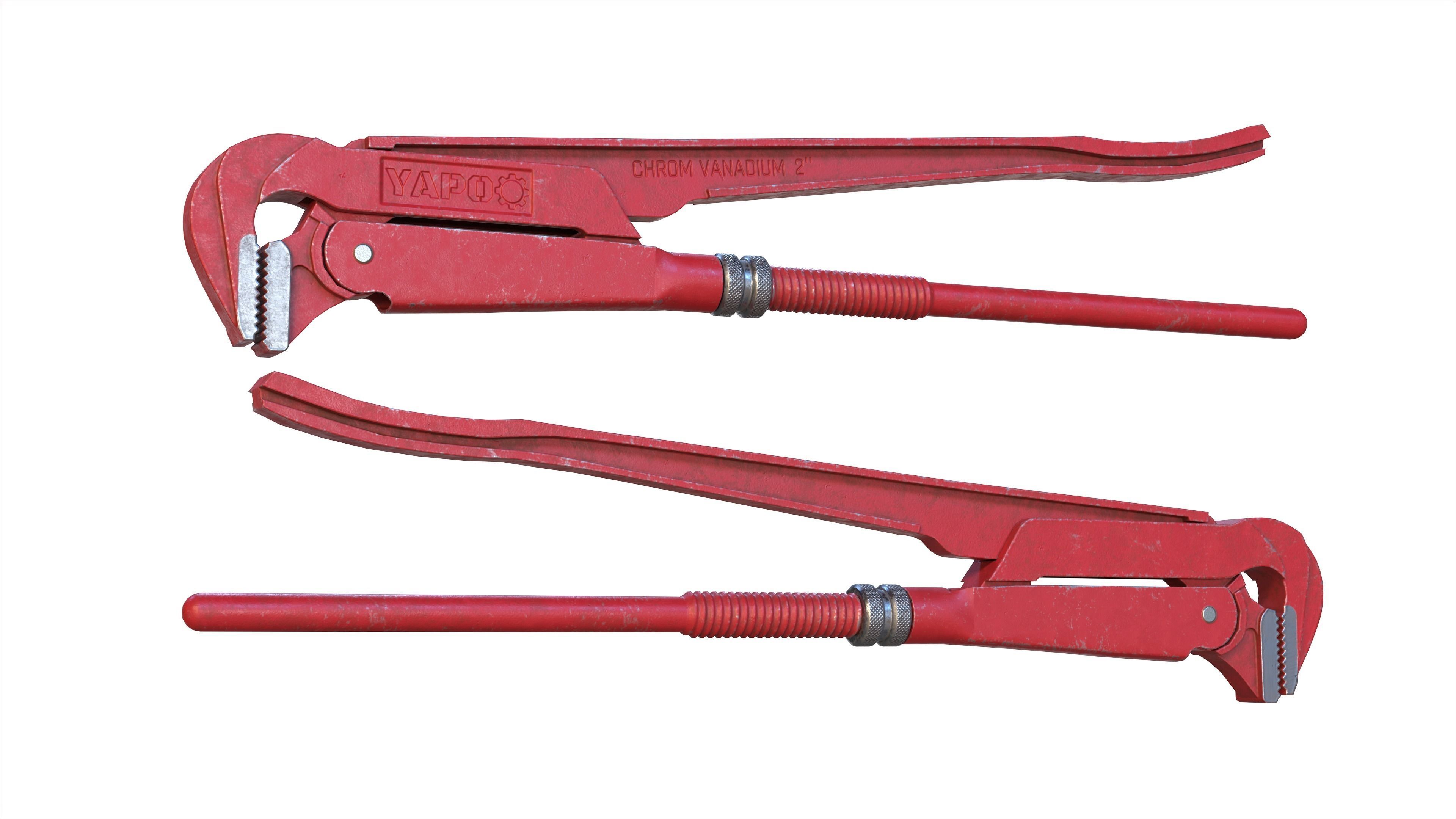 Adjustable Pipe Wrench Low-poly 3D model_9