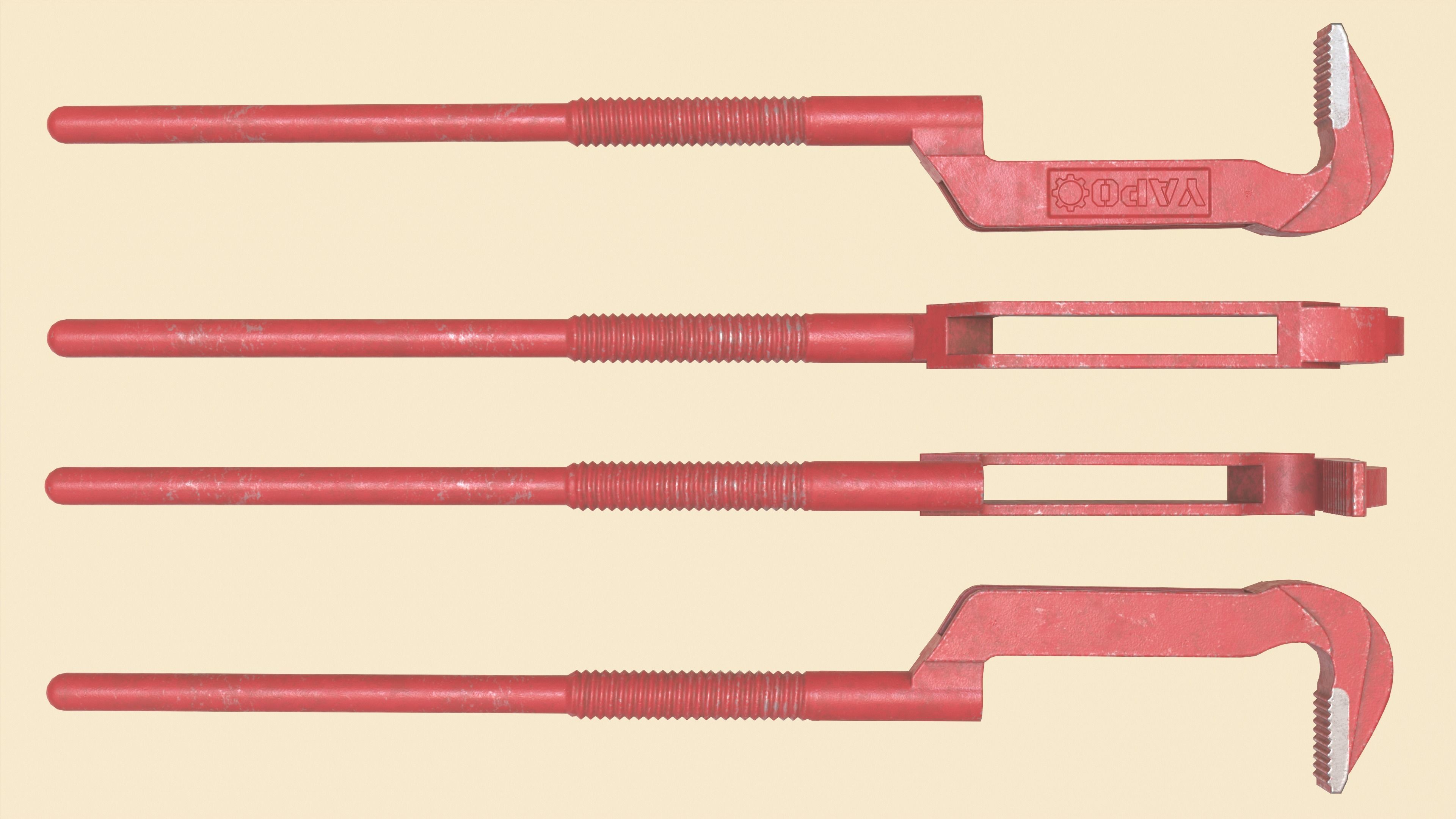 Adjustable Pipe Wrench Low-poly 3D model_10