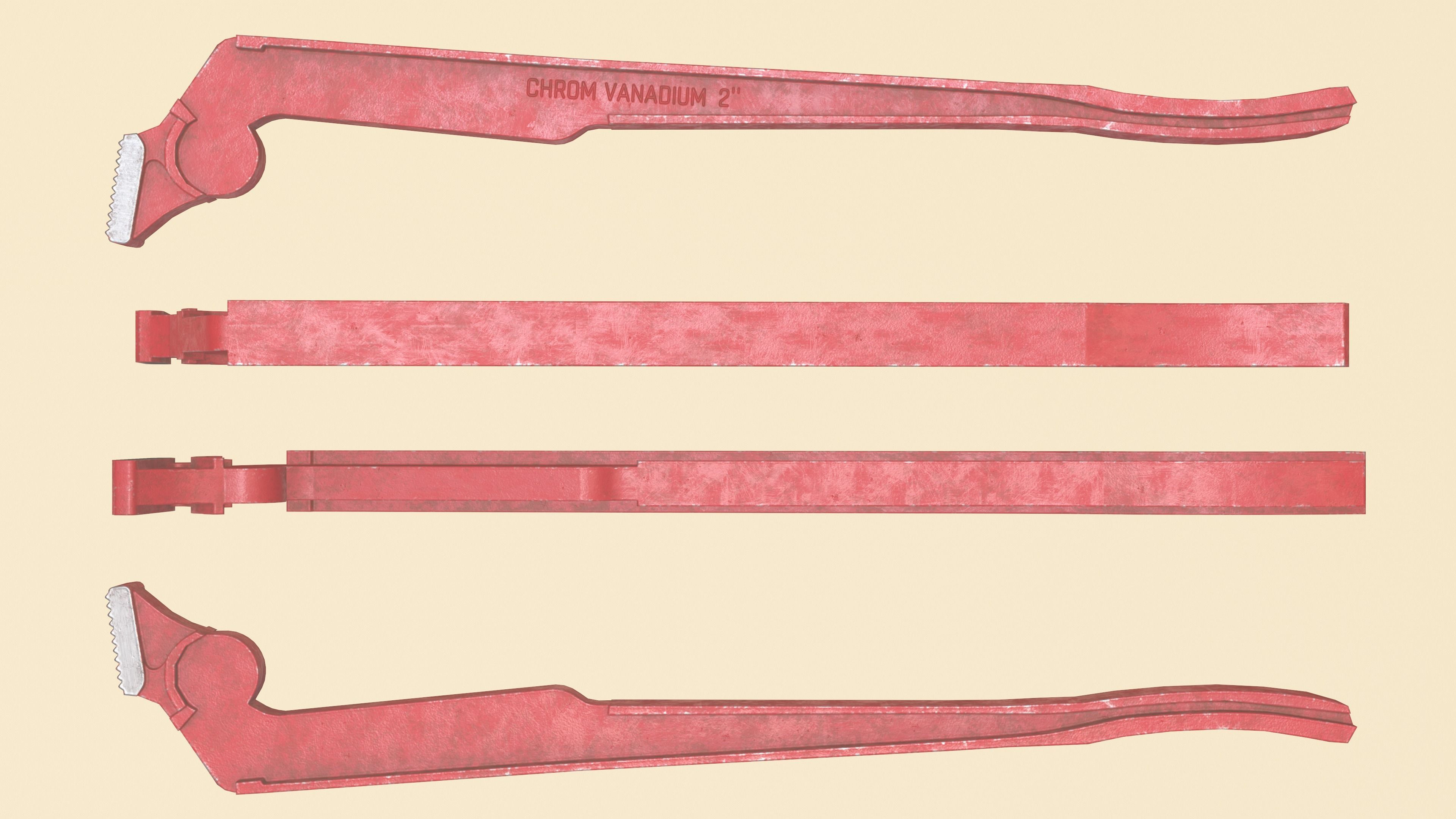 Adjustable Pipe Wrench Low-poly 3D model_11