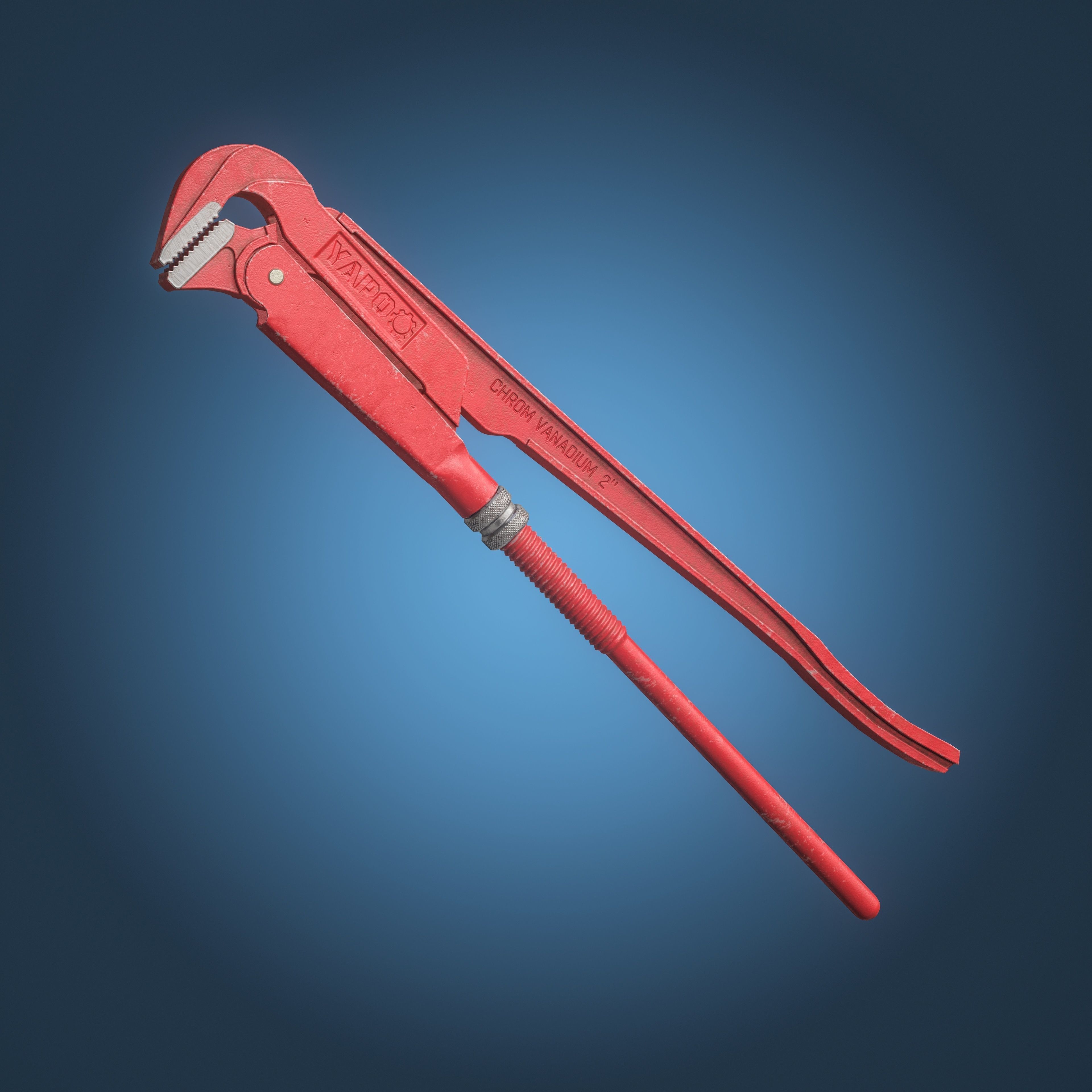 Adjustable Pipe Wrench Low-poly 3D model_3
