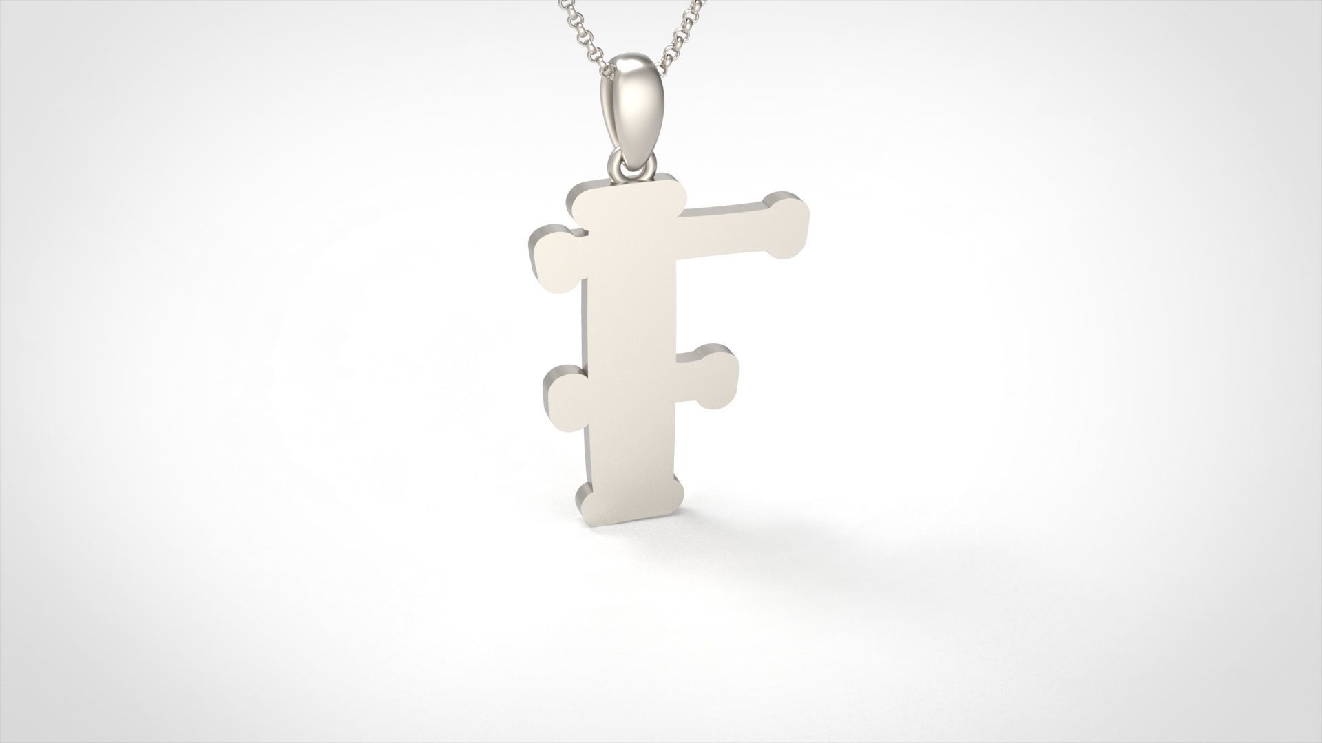Model 983 F Bone Initial Letter Alphabet Pendant 3D print model_2
