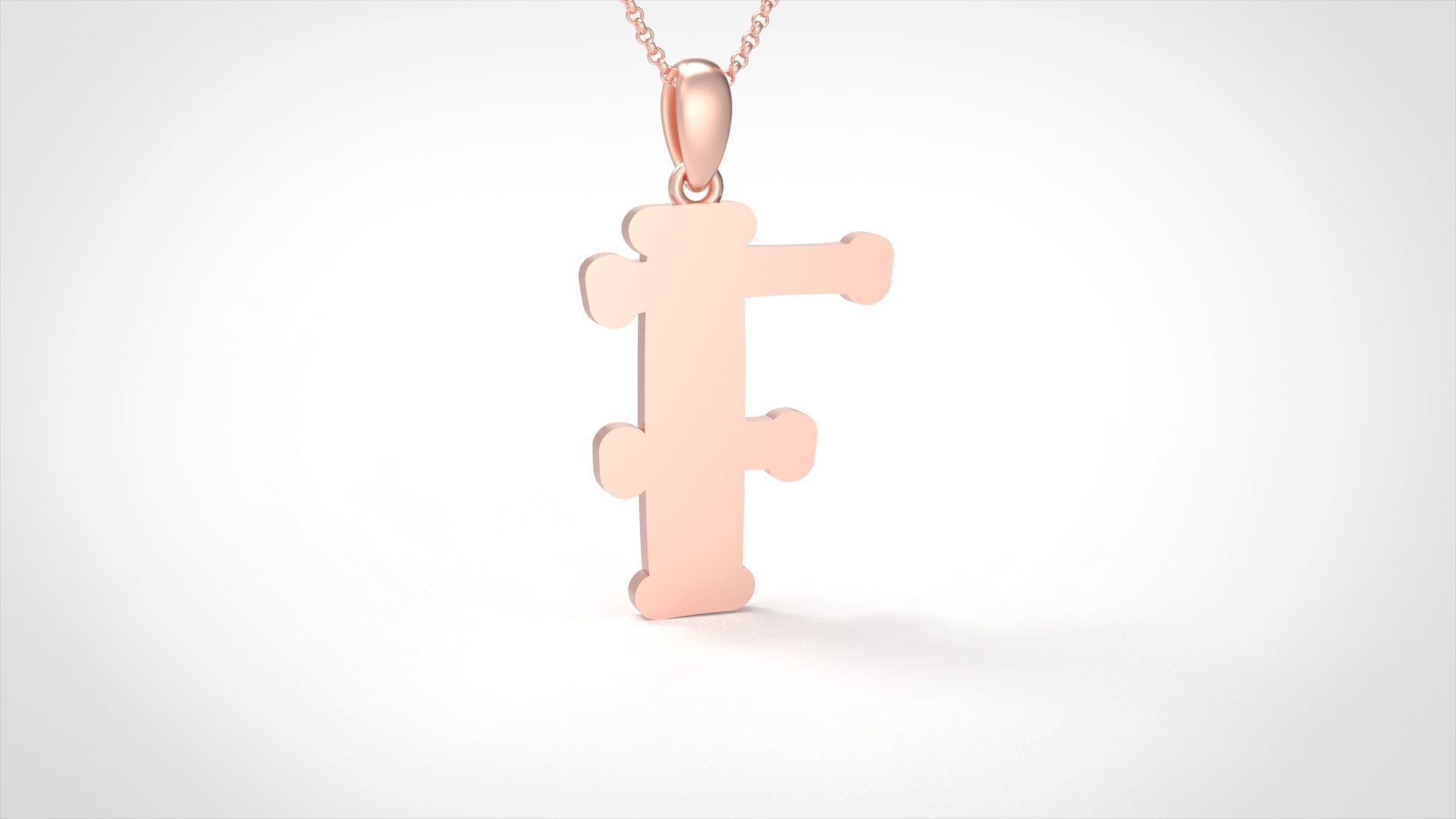 Model 983 F Bone Initial Letter Alphabet Pendant 3D print model_1