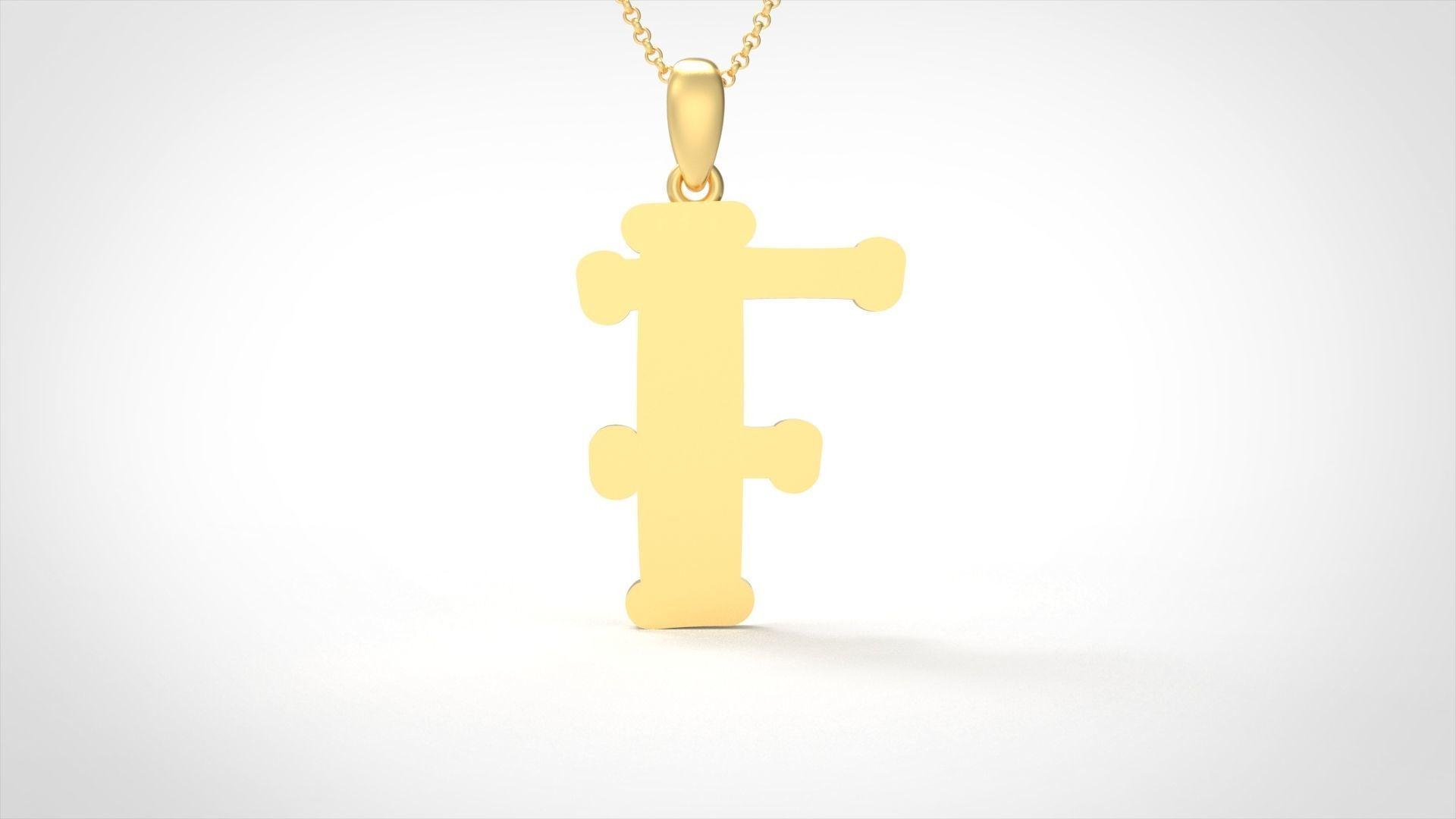 Model 983 F Bone Initial Letter Alphabet Pendant 3D print model_3
