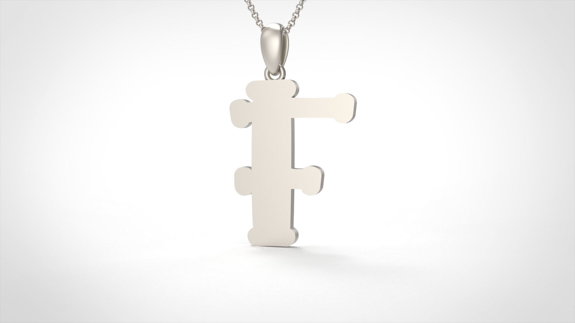 Model 983 F Bone Initial Letter Alphabet Pendant 3D print model_4